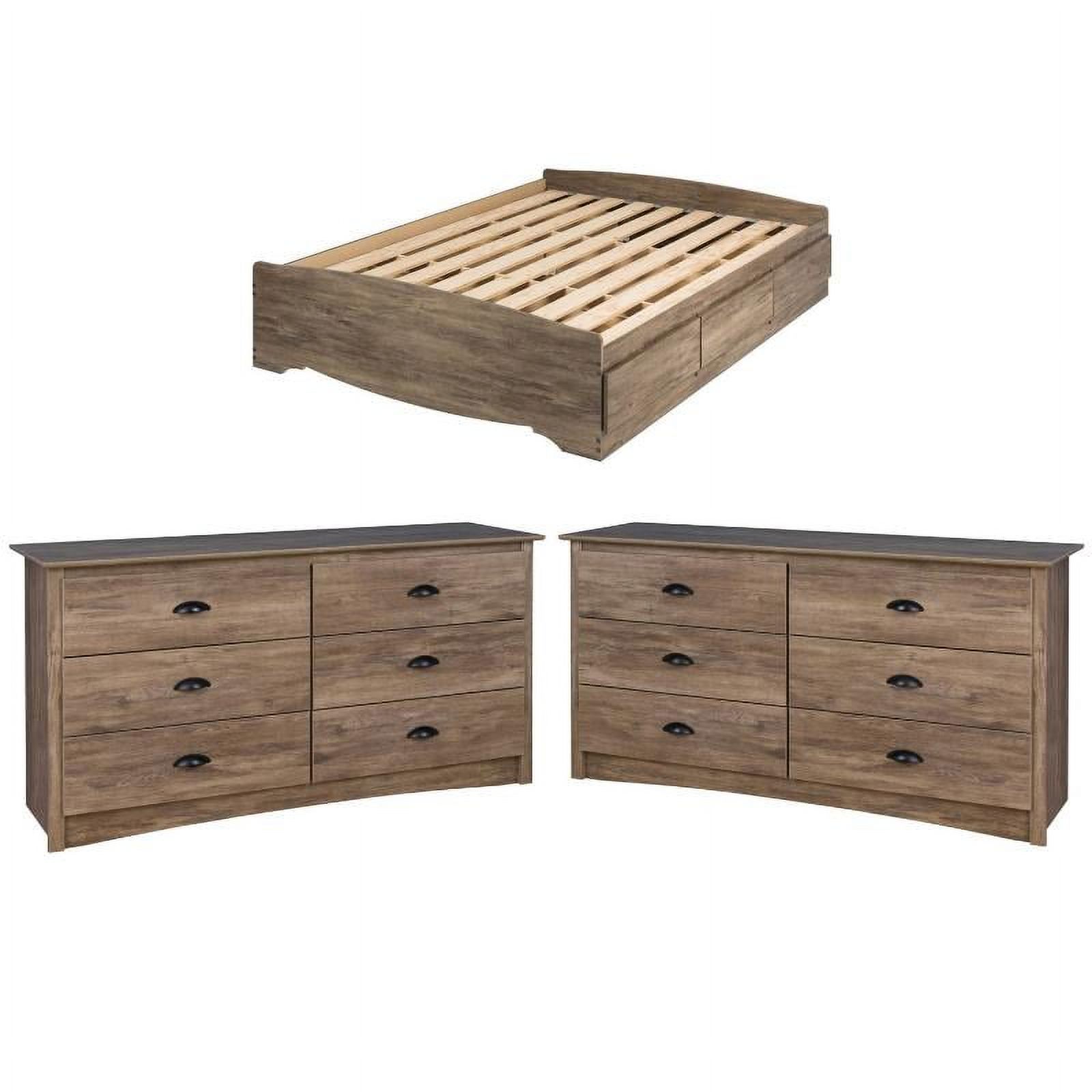 Home Square 3-Piece Furniture Set with Queen Platform Bed & 2 6-Drawer Dresser