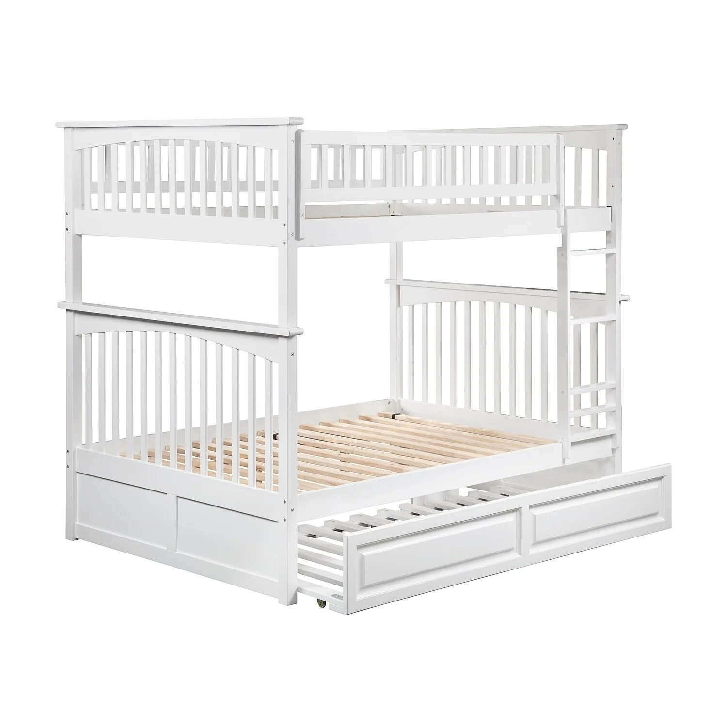 AFI Columbia Bunk Bed Full over Full with Twin Trundle Bed in White