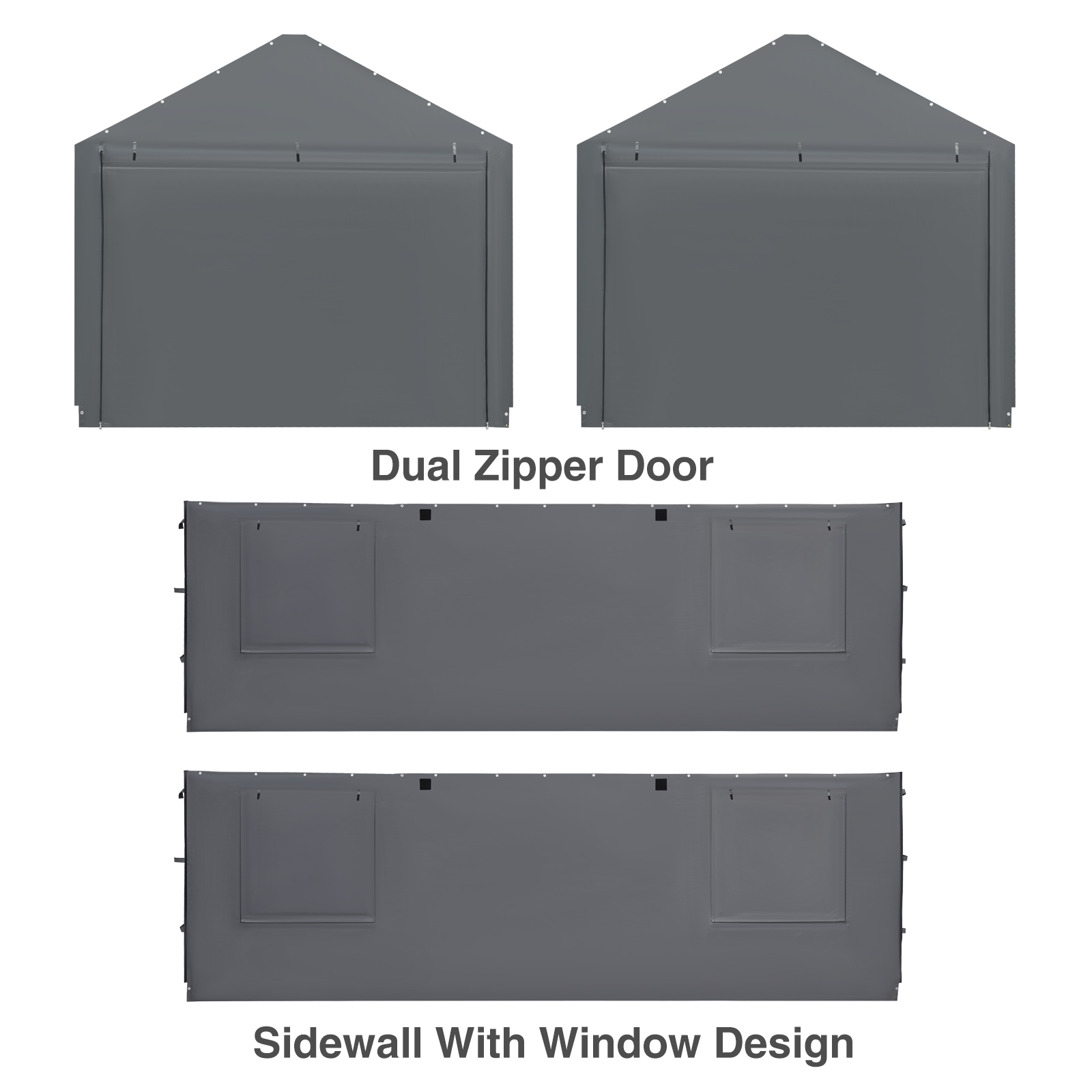 Gardesol Carport Replacement Sidewall, Replacement Sidewall Tarp for 10' x 20' Carport Frame, Gray, Top Cover and Frame Not Included