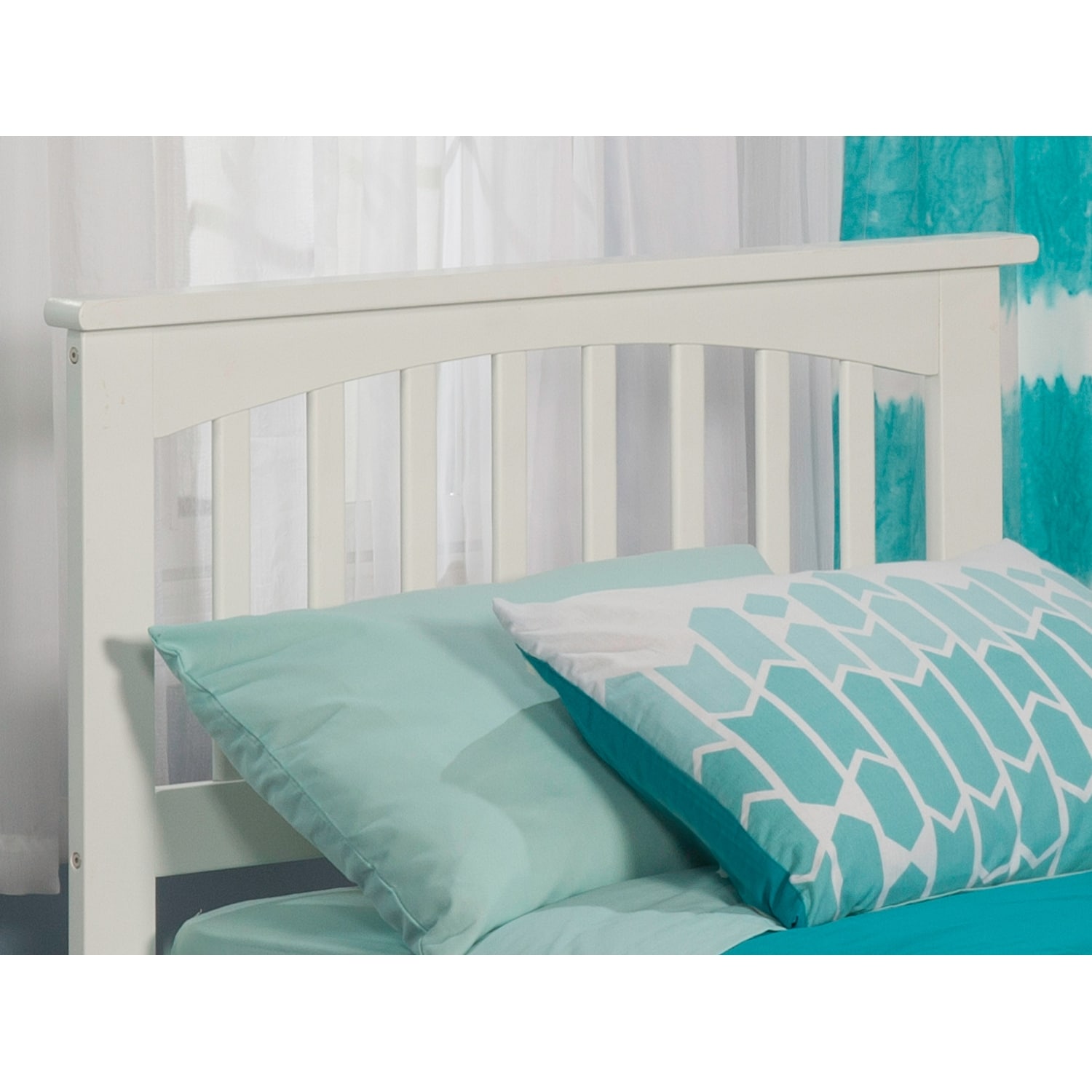 AFI Mission Headboard with USB Charging Station White Twin