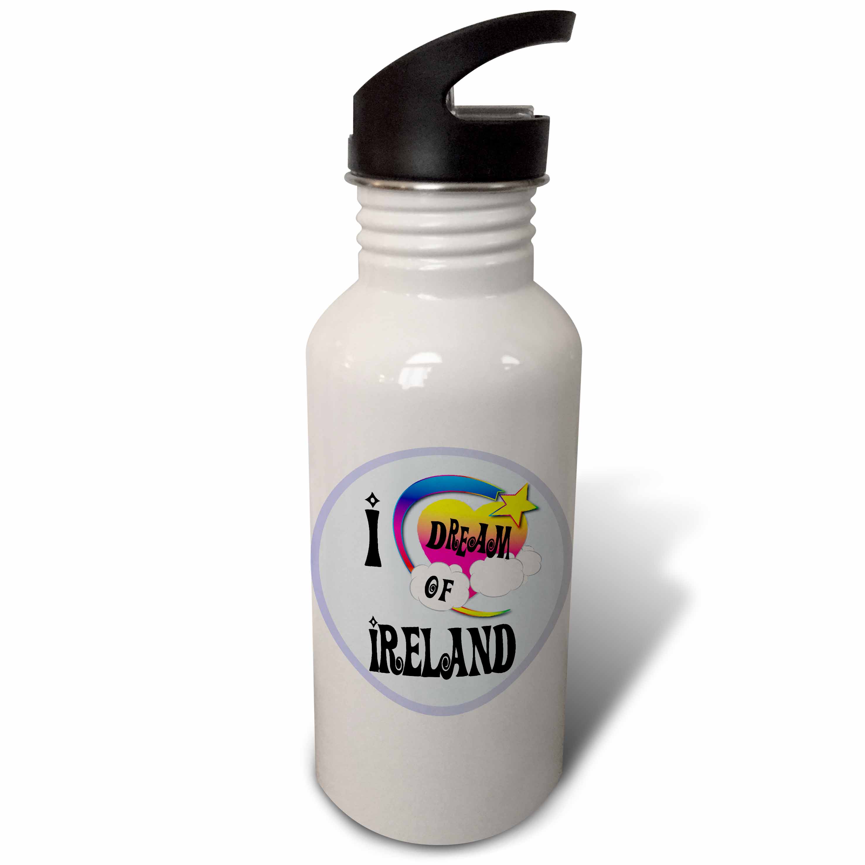 Cute Girly Heart Star Clouds I Dream Of Ireland 21 oz Sports Water Bottle wb-166054-1