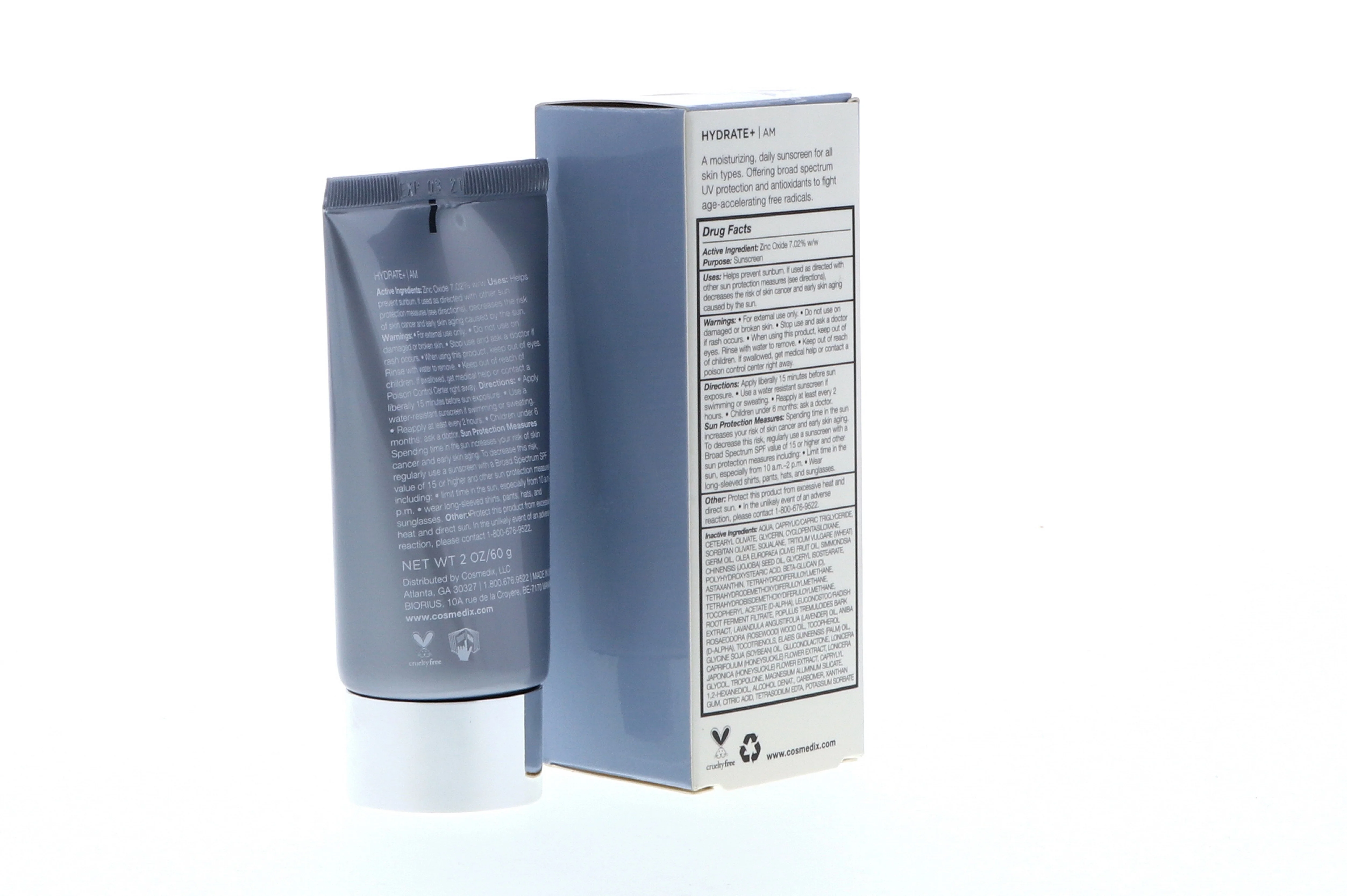 CosMedix Hydrate+ Broad Spectrum SPF 17 Moisturizing Sunscreen, 60 g / 2 oz