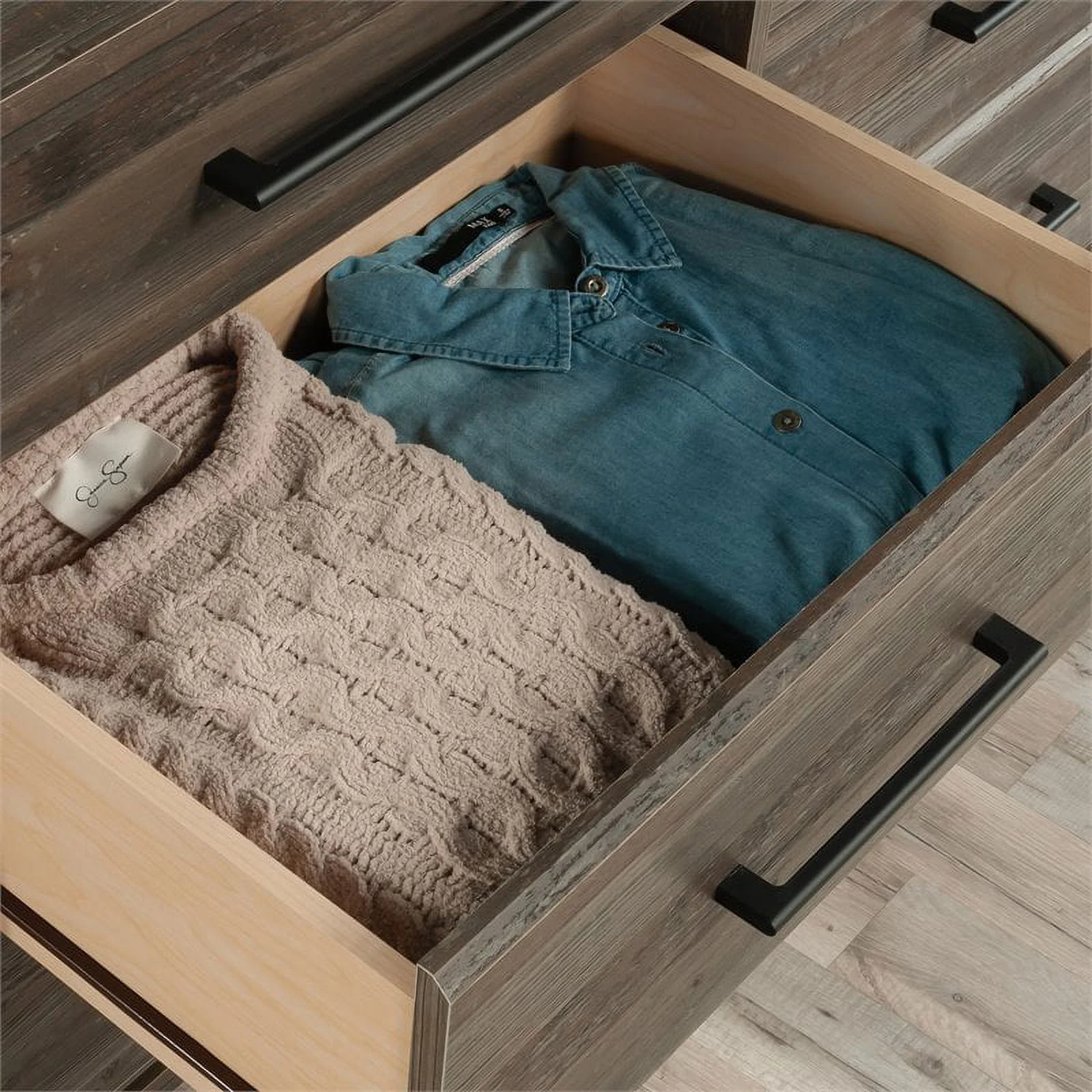 Pemberly Row Engineered Wood 6-Drawer Bedroom Dresser in Pebble Pine