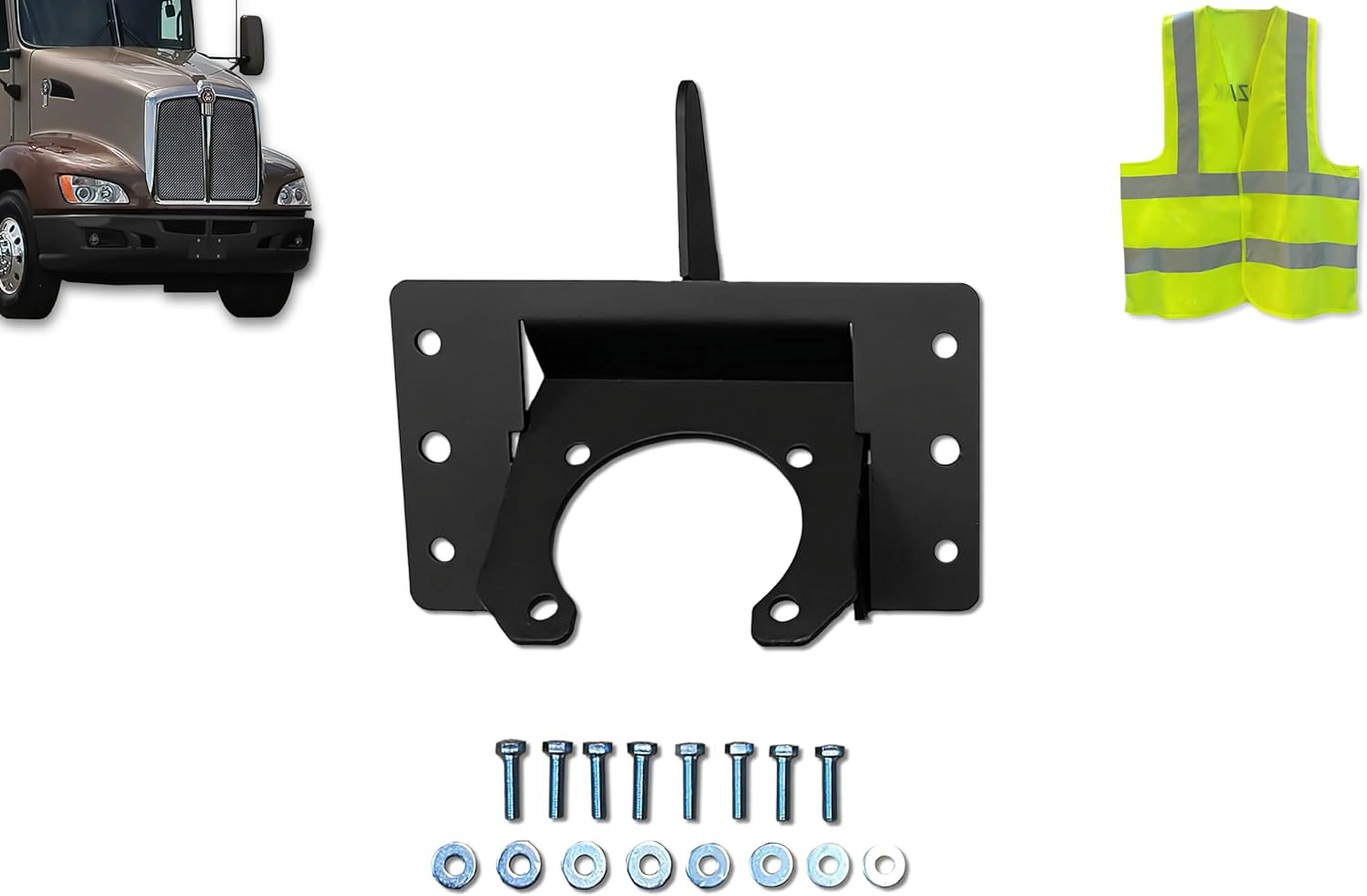 KOZAK Metal Mounting Bracket Fits Plastic Bumper for Kenworth T660 Plus Logo and Kozak Reflective Vest
