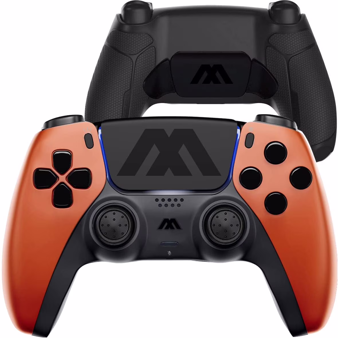 Orange Extreme Modded Controller + Anti Recoil 2 Remap Buttons & Interchangeable Thumbsticks & Hair Triggers, Tactical Buttons Compatible with PS5 Custom Controller PC FPS