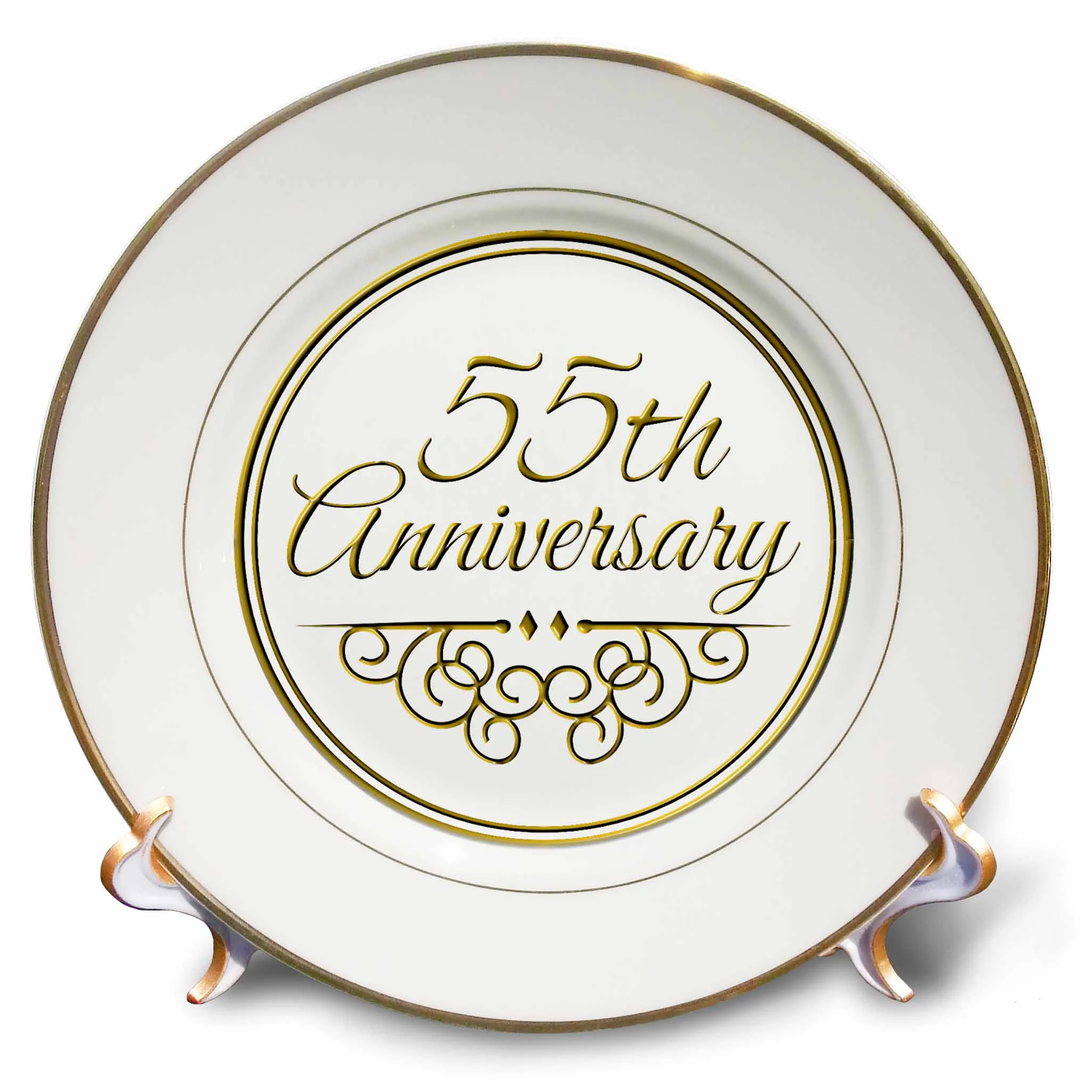 55th Anniversary gift - gold text for celebrating wedding anniversaries - 55 years married together 8 inch Porcelain Plate cp-154497-1