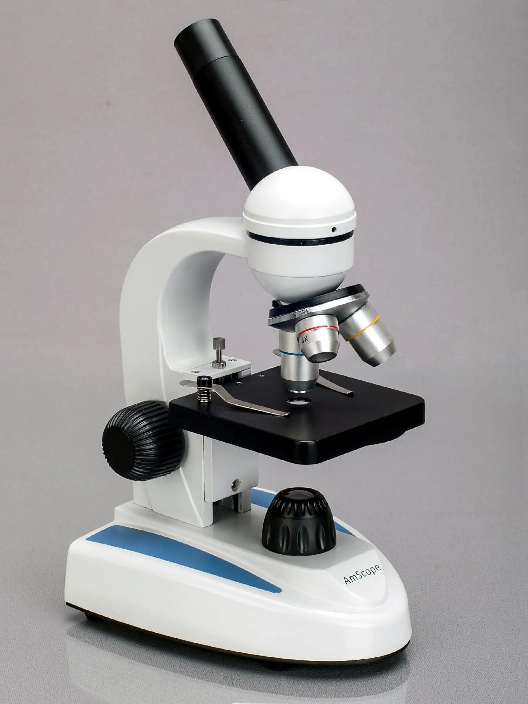 AmScope M149C-PS50-WM Compound Monocular Microscope, WF10x and WF25x Eyepieces, 40x-1000x Magnification, LED Illuminatio