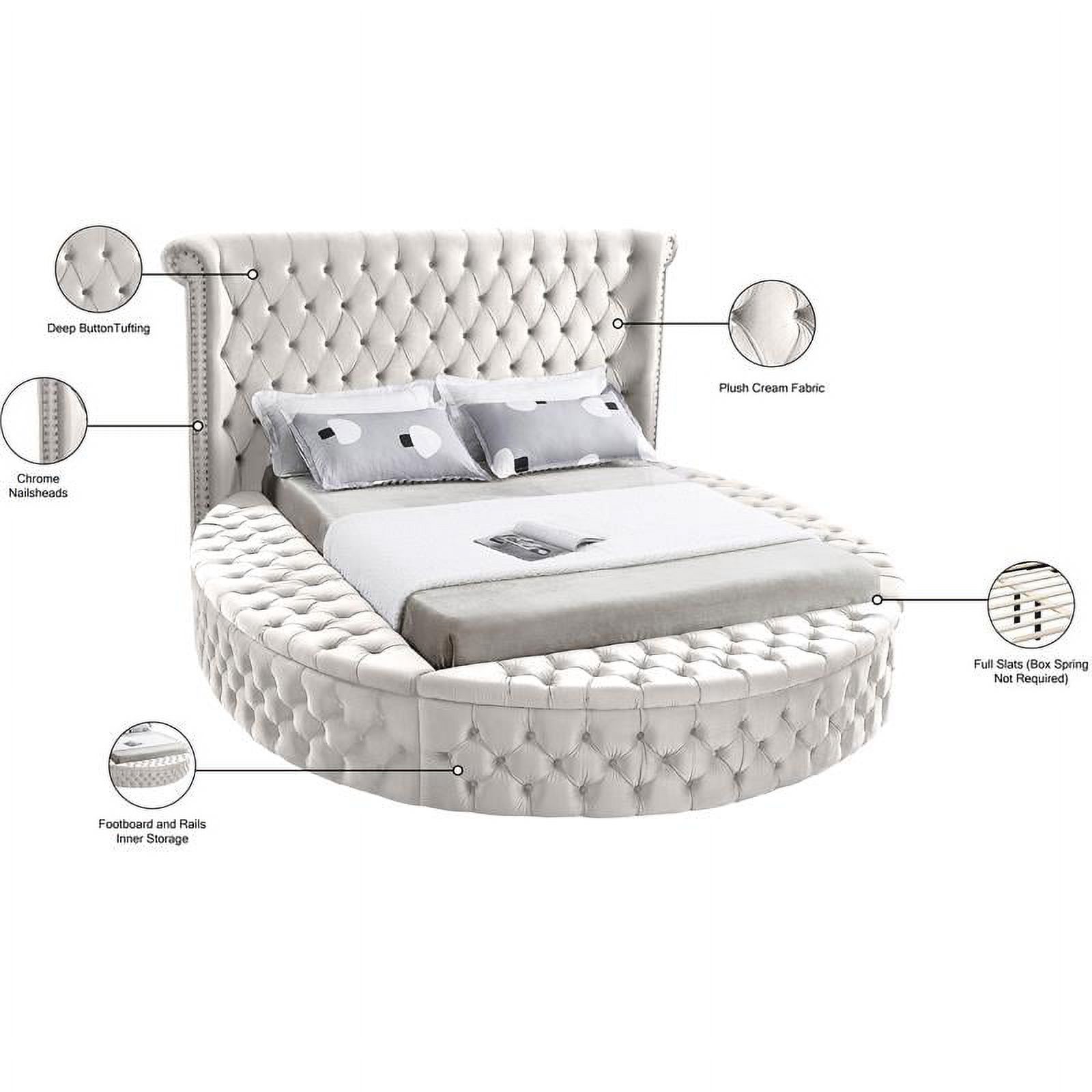 Meridian Furniture Luxus Cream Velvet Queen Bed