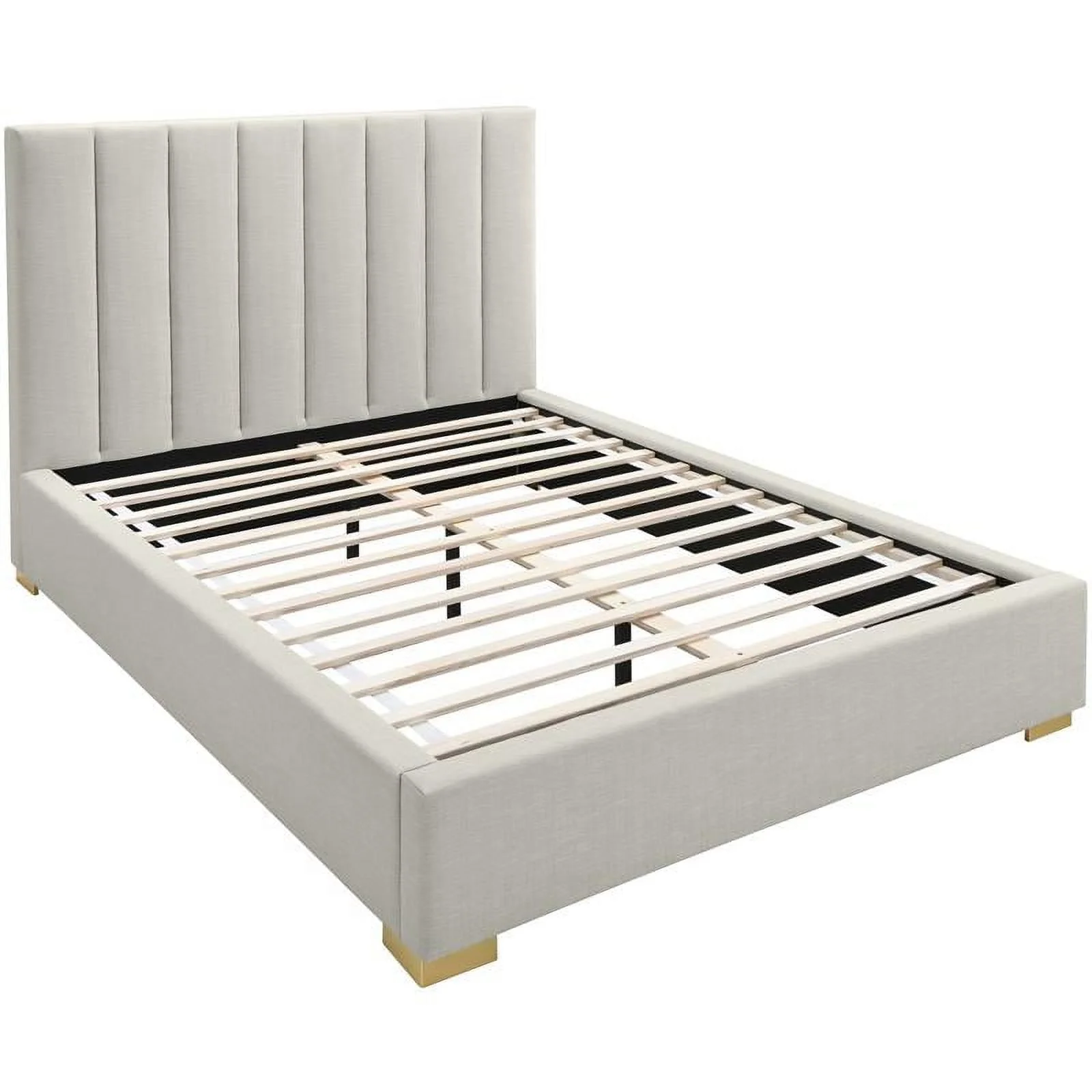 Meridian Furniture Pierce Beige Linen Textured Fabric King Bed