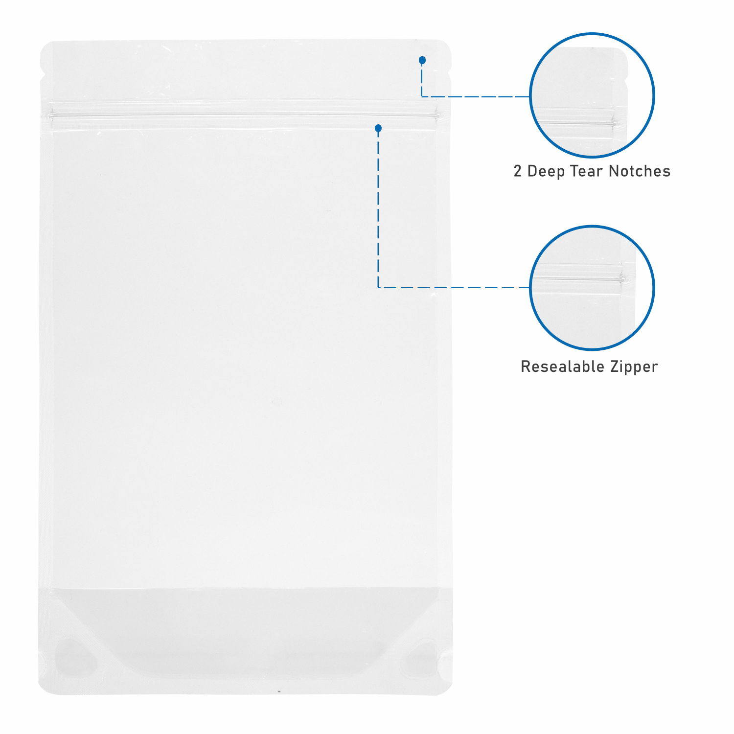 Stand Up Pouches, Resealable Food Storage Bags, Zipper Closure, Multiple sizes and Colors, 100 pcs