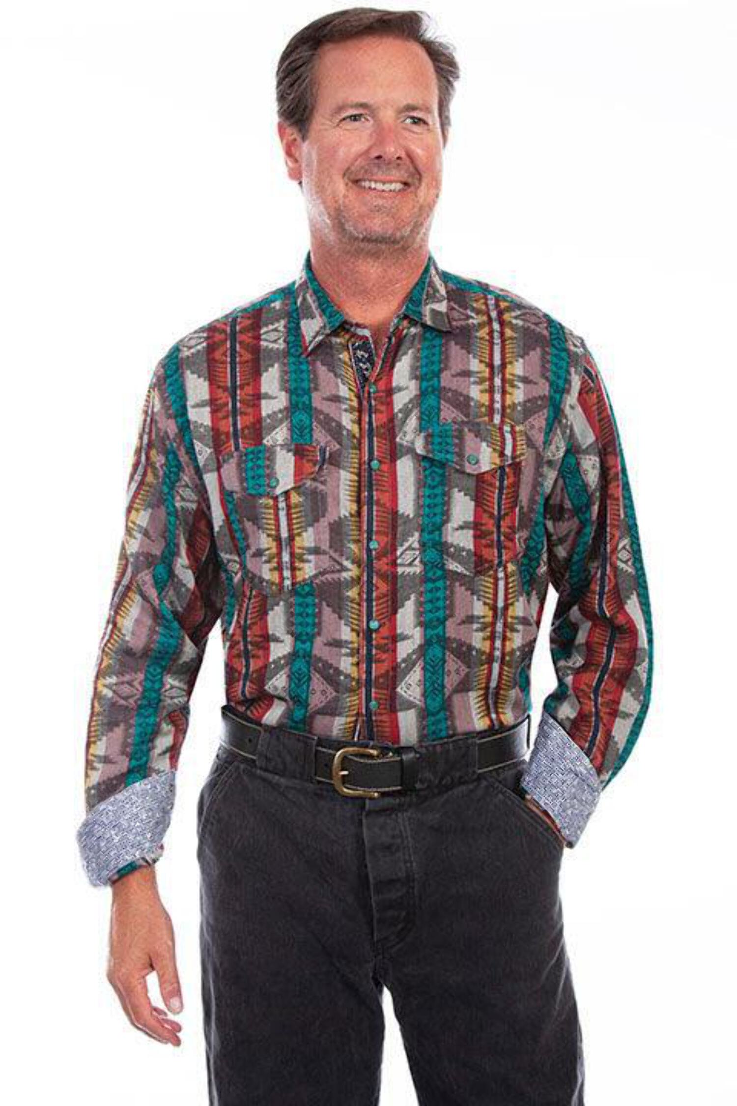 Scully Western Shirt Mens L/S Southwest Snap L Multi-Color F0_PS-245