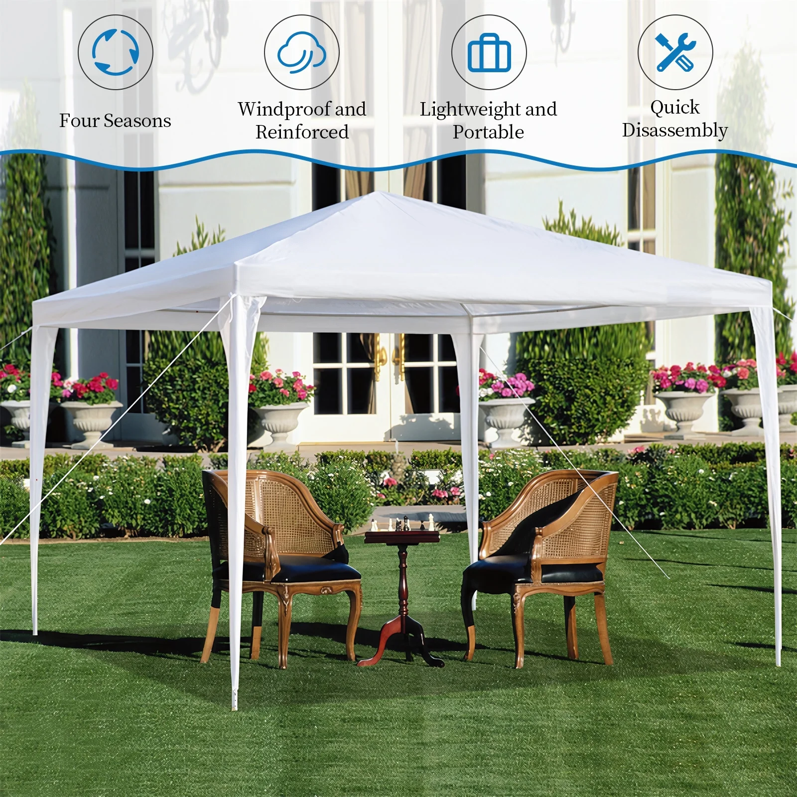 SYTHERS 10 x 10 FT Outdoor Party Tent, Heavy Duty Canopy with Removable Sidewalls Waterproof BBQ Backyard Gazebo