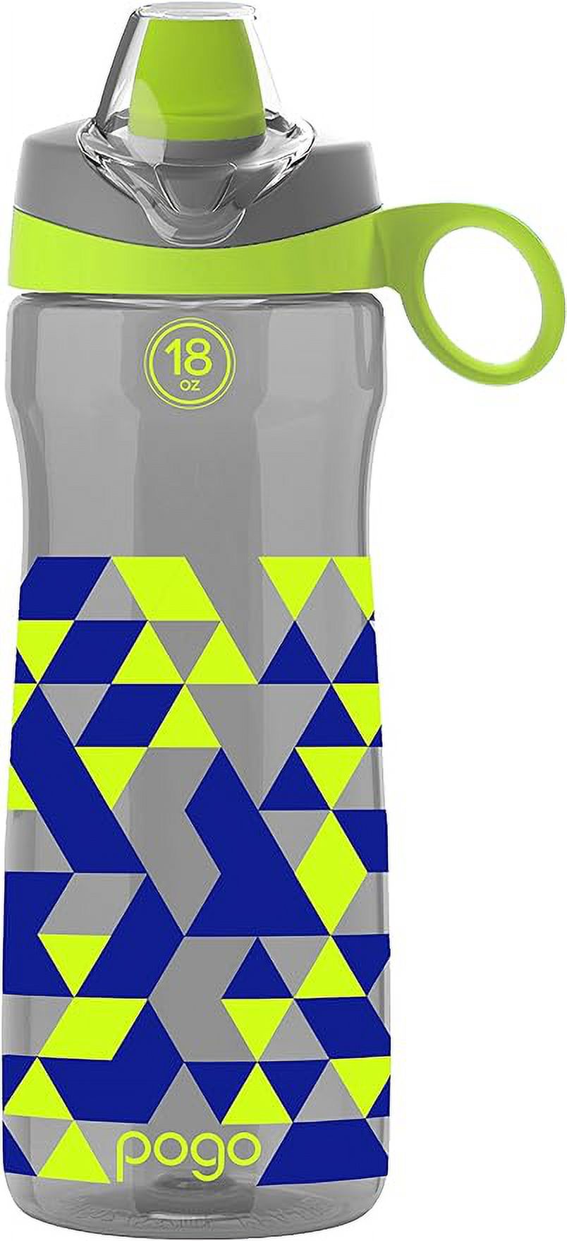 Pogo BPA-Free Tritan Kids Water Bottle with Silicone Soft Straw, Grey Geode, 18 oz.