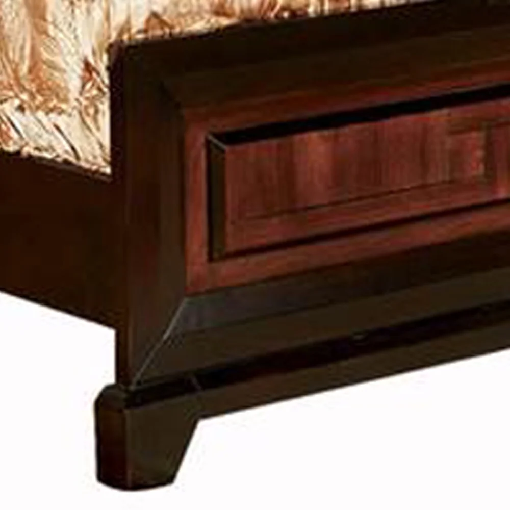 Transitional Style California King Wooden Parquet Design Bed, Brown- Saltoro Sherpi