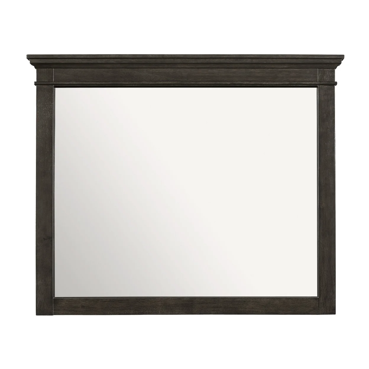 35 x 42 Inch Rectangular Wood Frame Dresser Mirror, Molded, Charcoal Gray- Saltoro Sherpi
