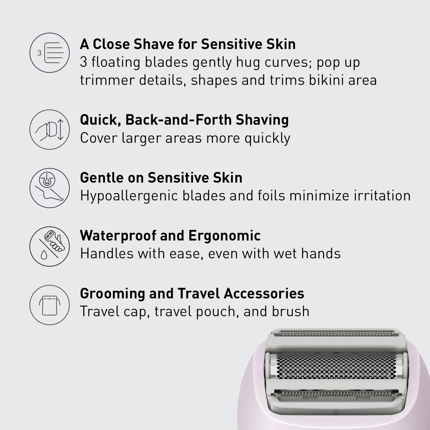 Panasonic 3-Blade Electric Shaver for Women with Pop-up Trimmer, Wet/Dry - ES-WWL6A
