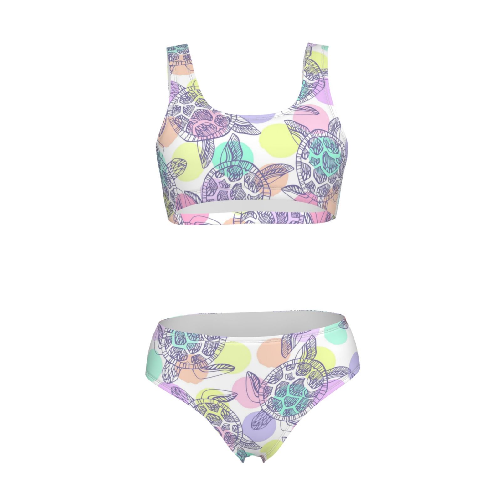 Coaee Sea Turtles Women'S High Waisted Bikini Sets,Two Pieces Swimsuits&Bikini With Separates,With Removable Soft Chest Pad- Small