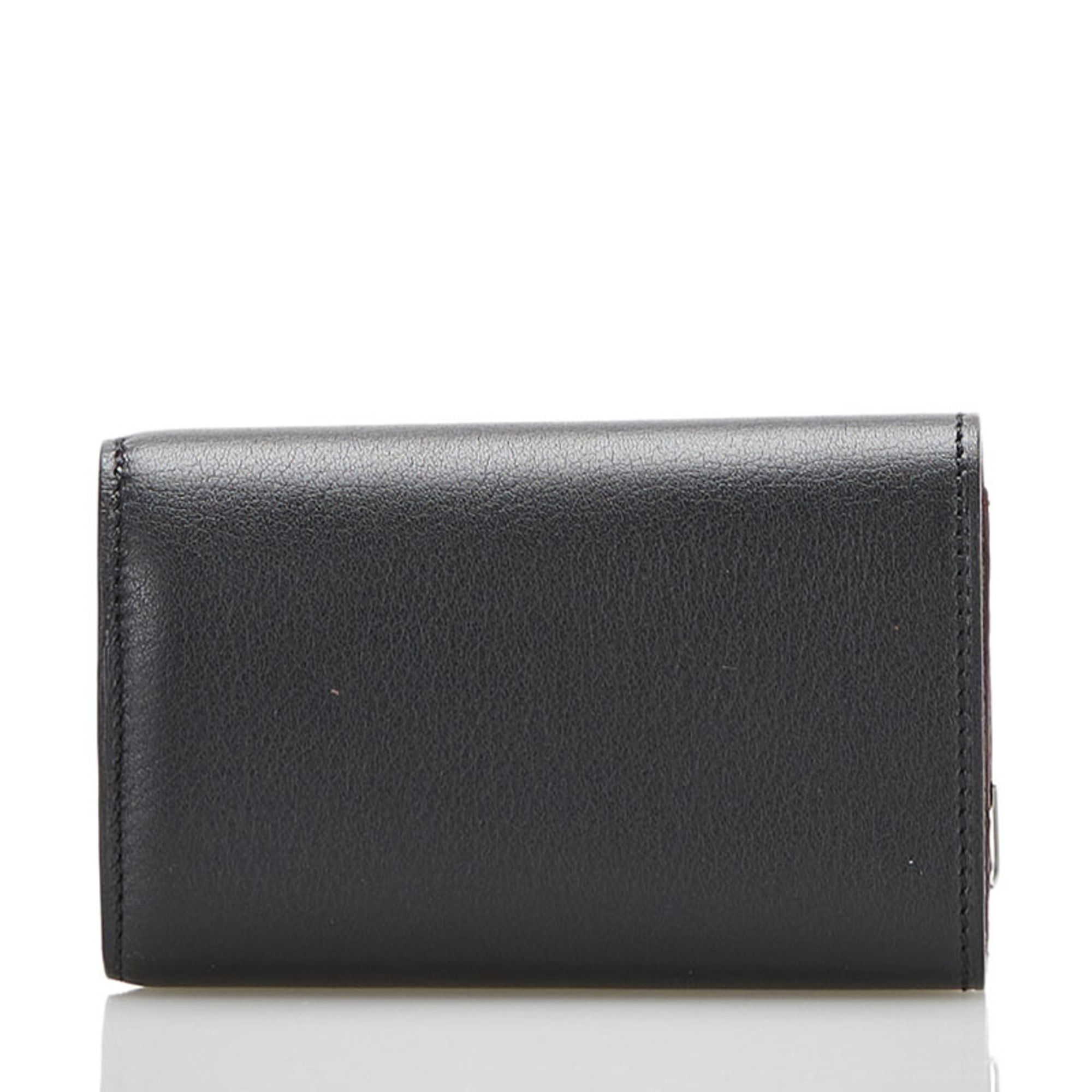 Pre-Owned Cartier cabochon 6 row key case L3000579 black leather ladies CARTIER (Good)