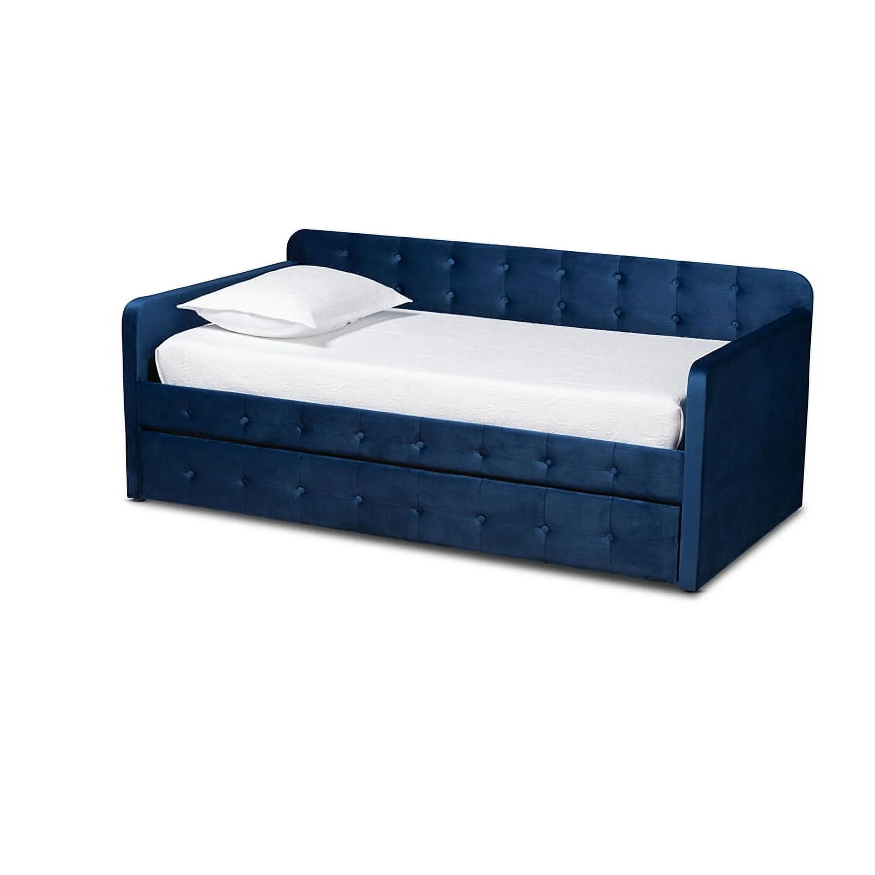 Baxton Studio Jona Modern and Contemporary Transitional Navy Blue Velvet Fabric Upholstered and Button Tufted Twin Size