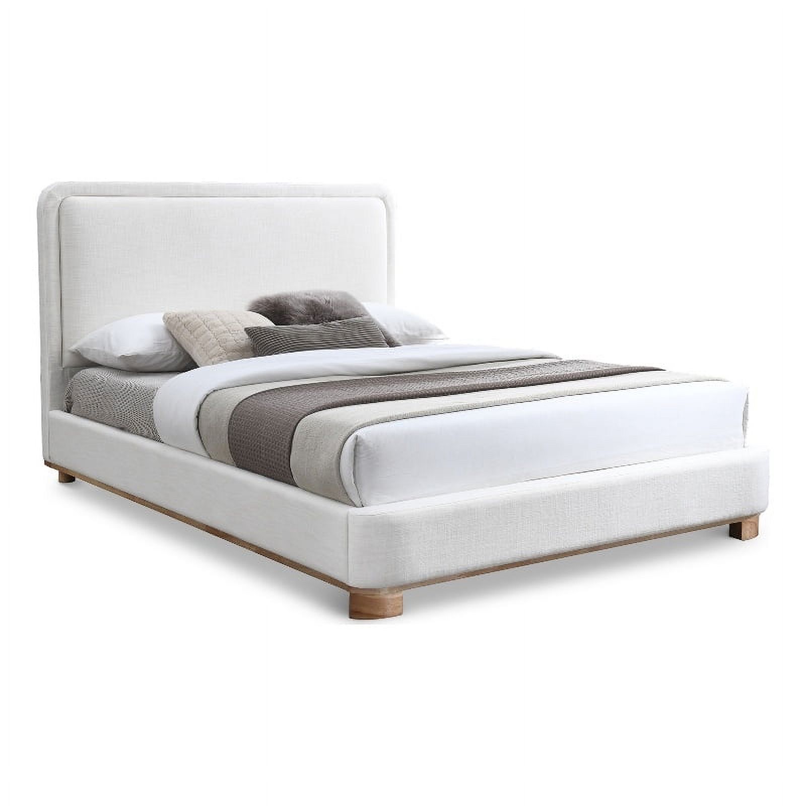 Meridian Furniture Nolita Cream Linen Textured Fabric King Bed
