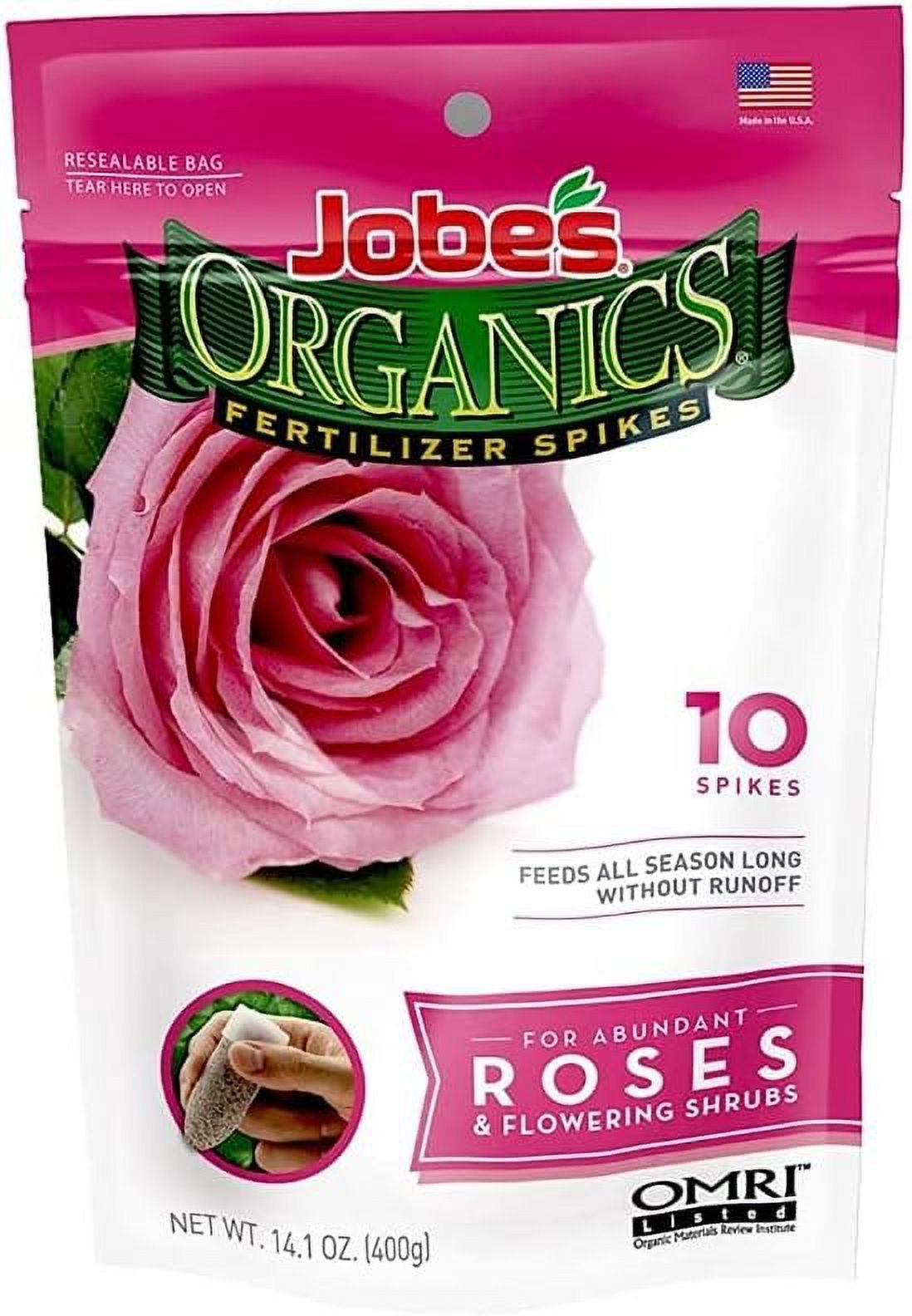 Jobe's Organics Fertilizer Spikes For Roses, Flowering Shrubs 10 pk 04128