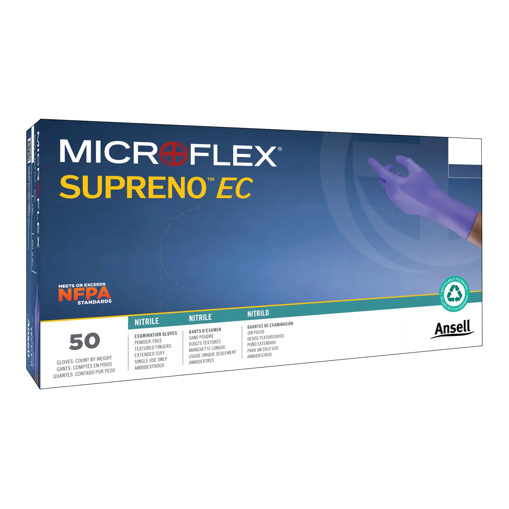 Supreno EC Disposable Nitrile Exam Glove Extended Cuff Length X-LARGE SEC-375-XL 500 per Case