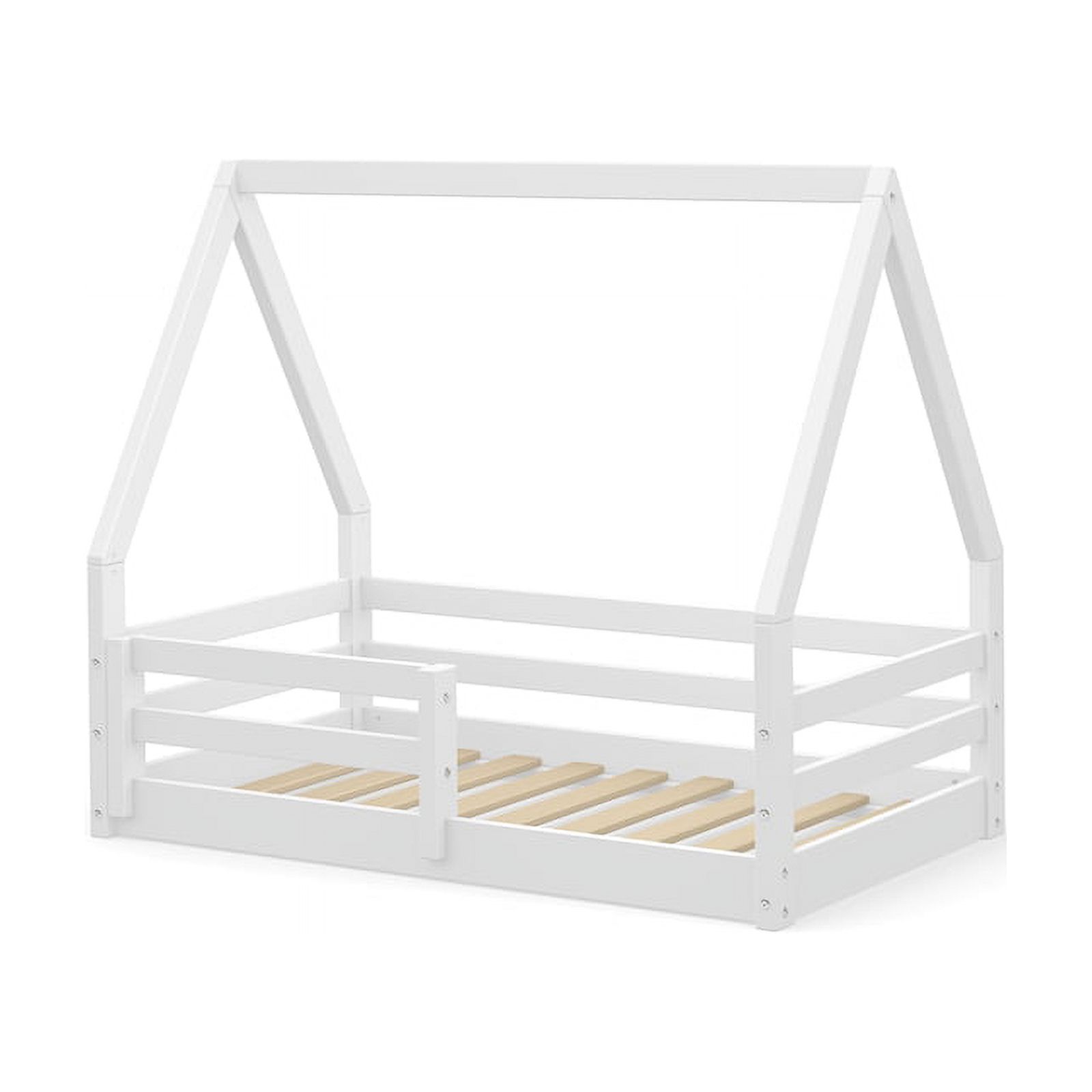 Pemberly Row Modern Solid Wooden Toddler Bed in White Finish