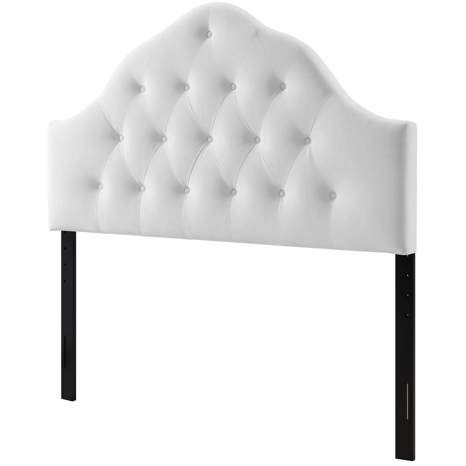Contemporary Modern Urban Designer Bedroom Full Size Tufted Headboard, Velvet Fabric, White