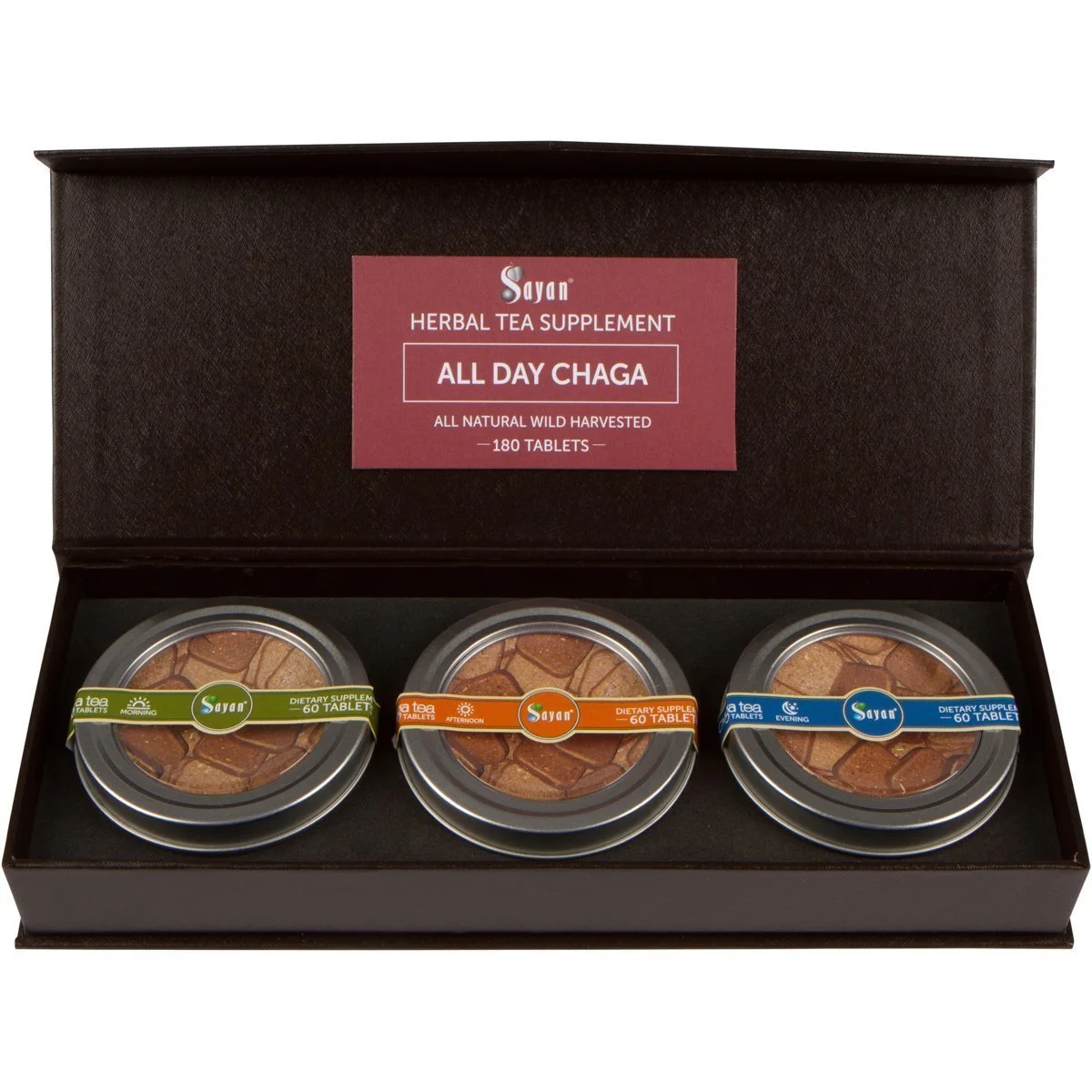 Sayan Siberian All Day Set Instant Chaga Mushroom Tea, Supplement - 3 Pack, 180 Pcs