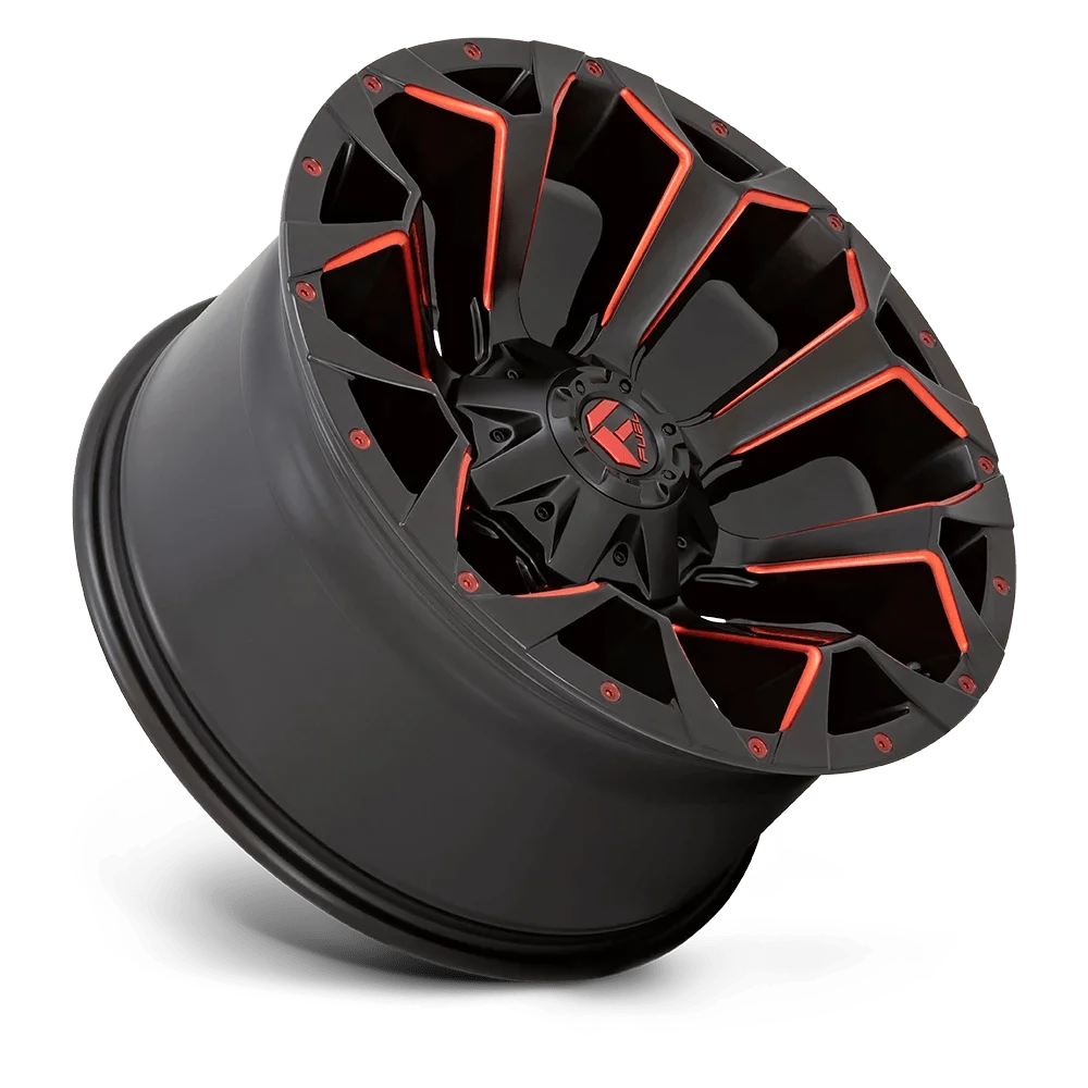 Fuel D787 Assault 20X10 8X165.1 -18Et 78.1Cb Matte Black Red Milled Wheel