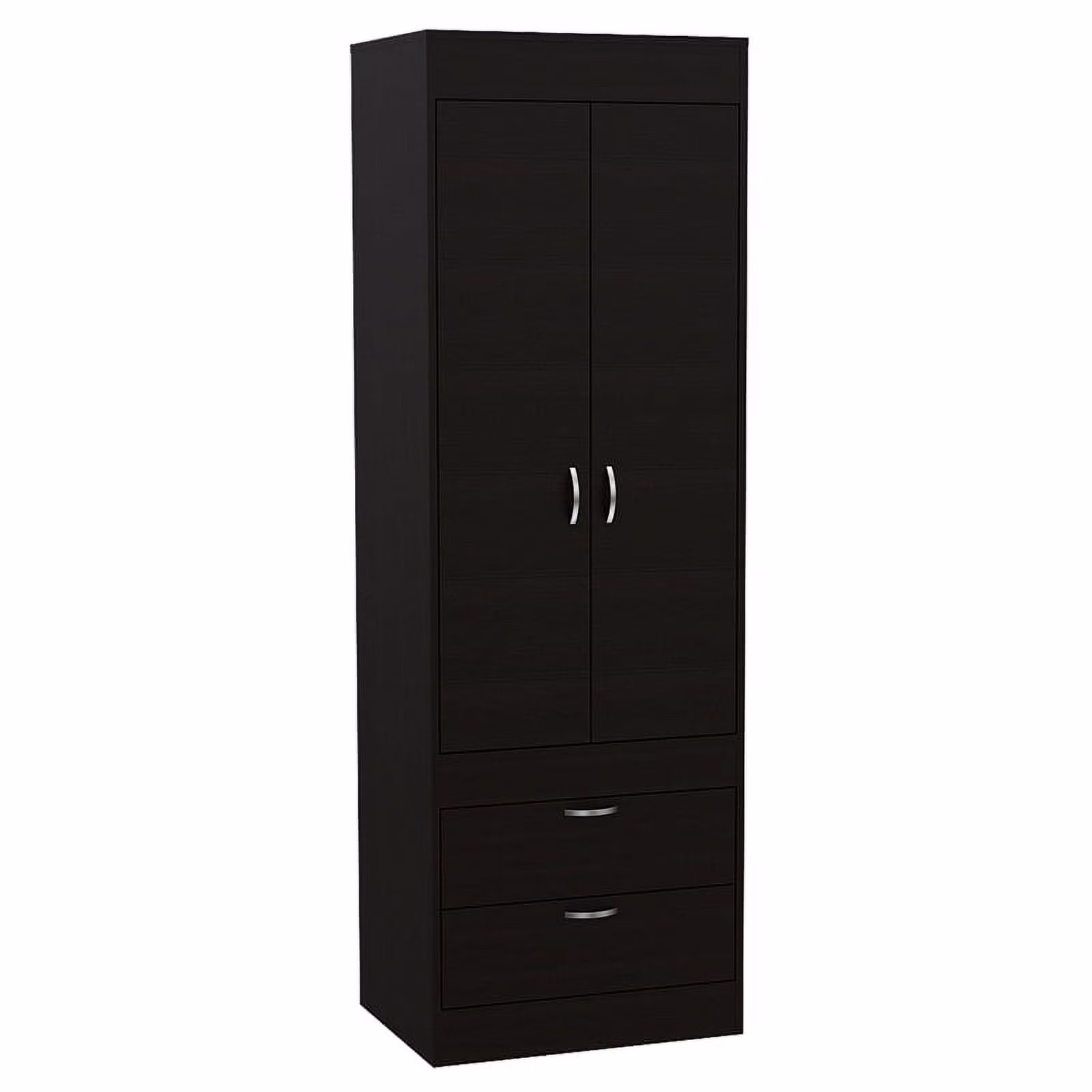Bowery Hill 2 Drawer Contemporary Engineered Wood Lisboa Armoire in Black