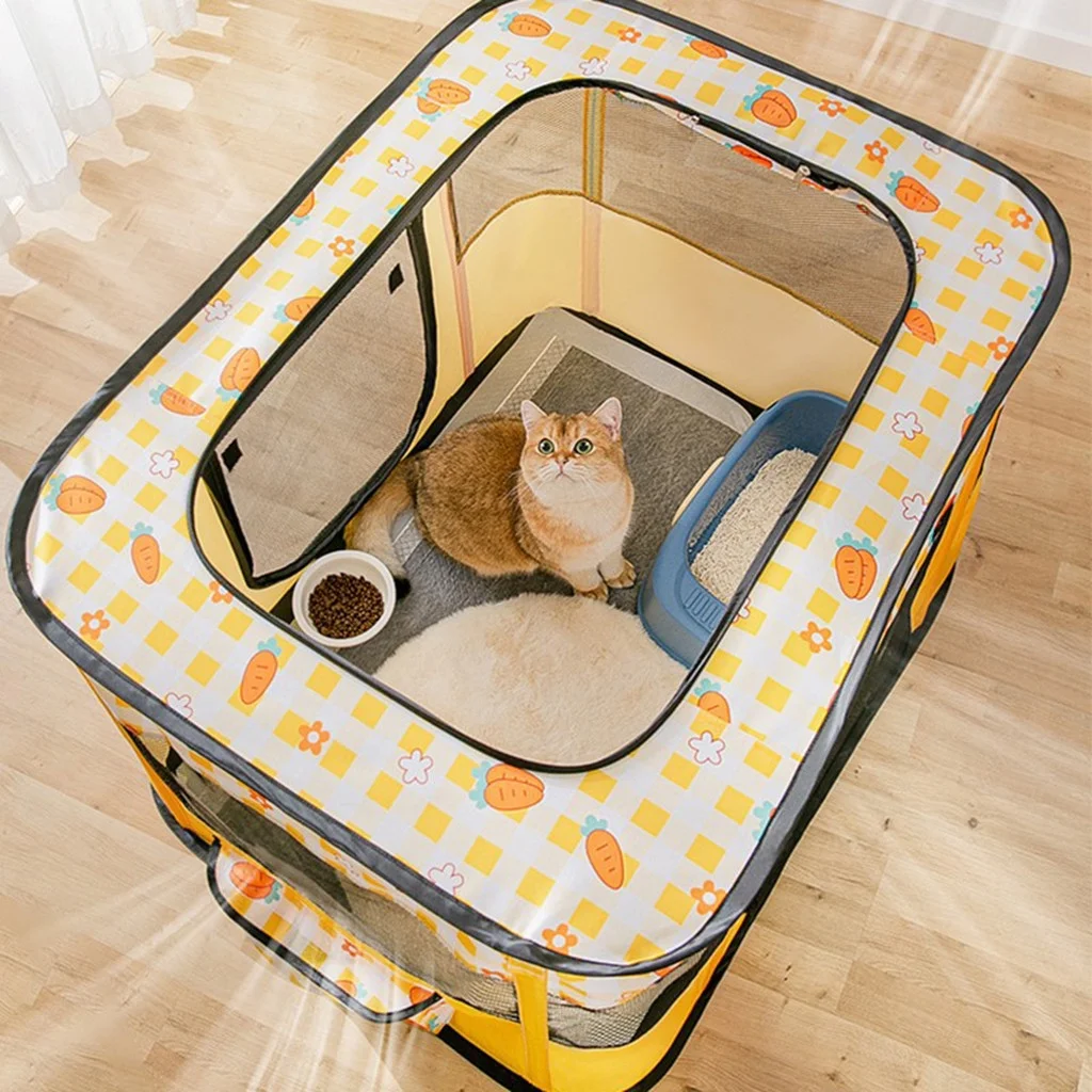 Portable Pet Playpen, Foldable Exercise Play Tent Kennel Crate for Puppy Dog  Cat Bunny, Great for Indoor Outdoor Travel Camping Use, Come with Free Carring Case, 600D Oxford