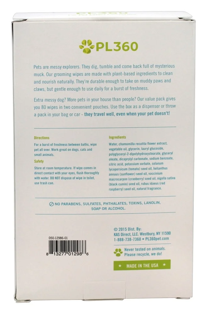 PL360 Grooming Wipes 80/Pack 2 Pack