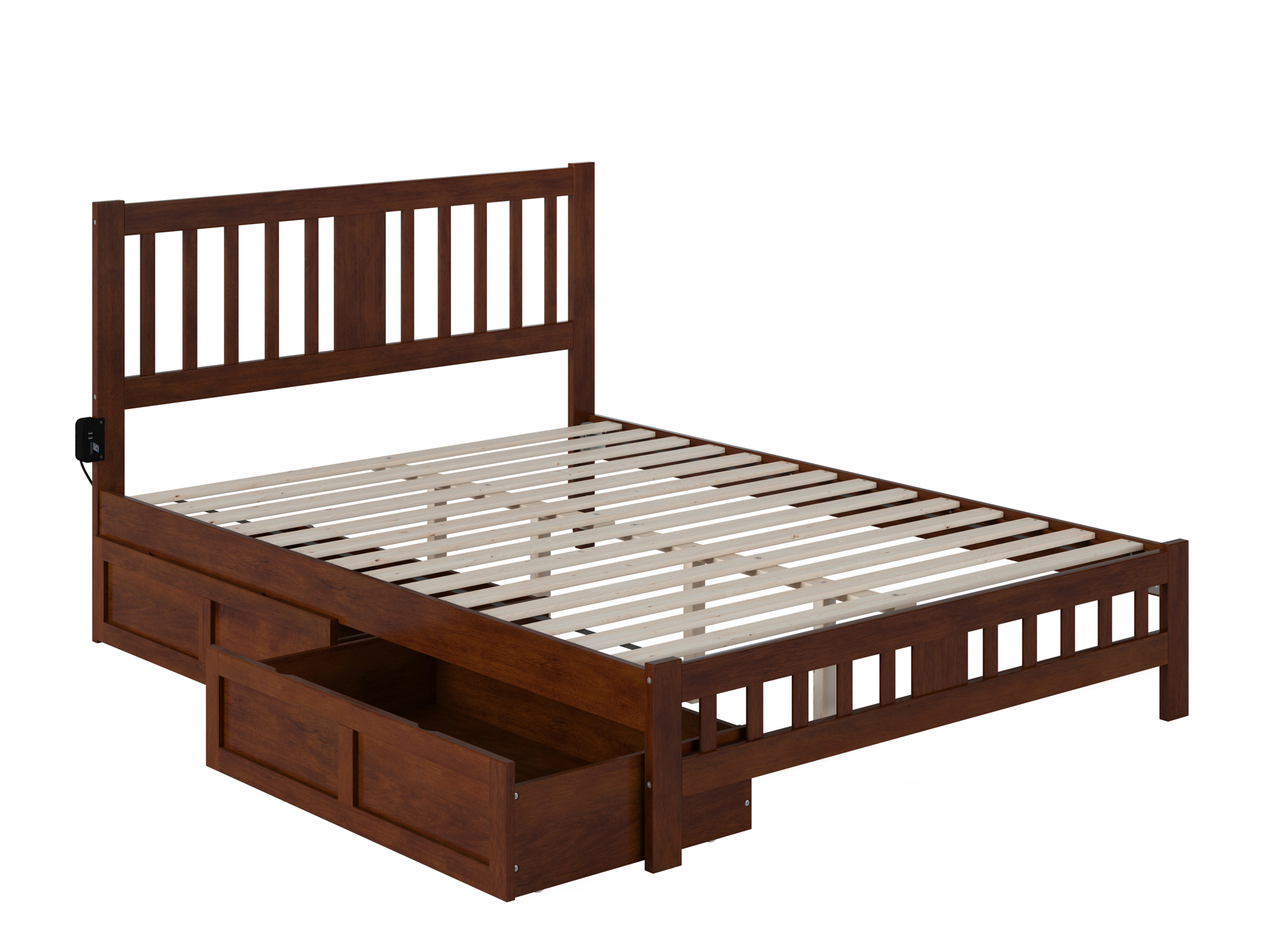 AFI Tahoe Queen Wood Platform Bed with Headboard Footboard & 2 Storage Drawers, Walnut