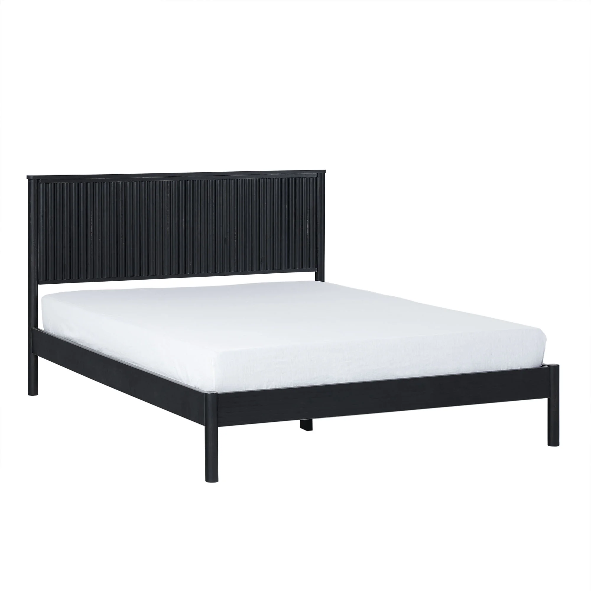 Walker Edison Transitional Solid Wood Queen Bed, Black