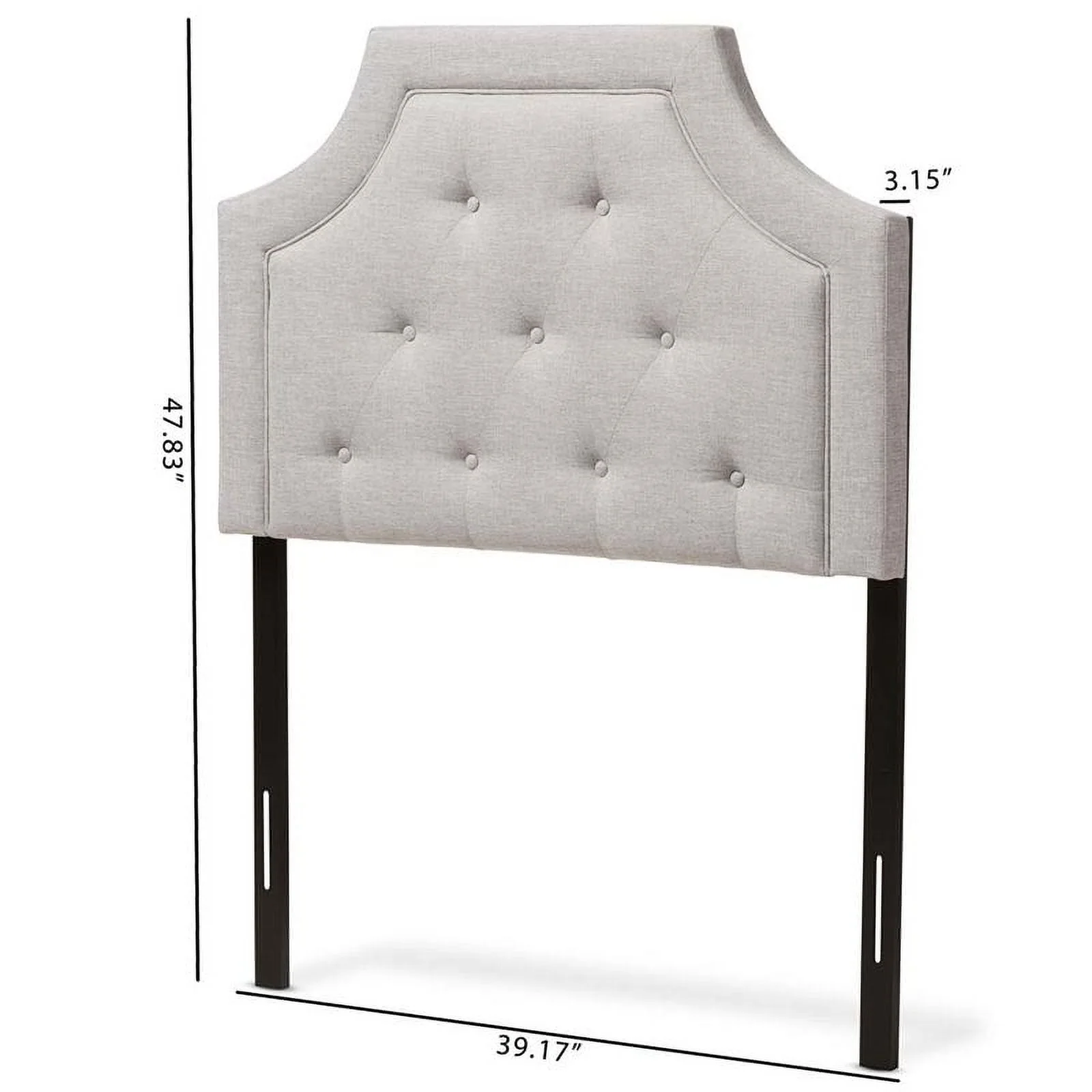 Bowery Hill Modern Fabric Tufted Twin Headboard in Grayish Beige