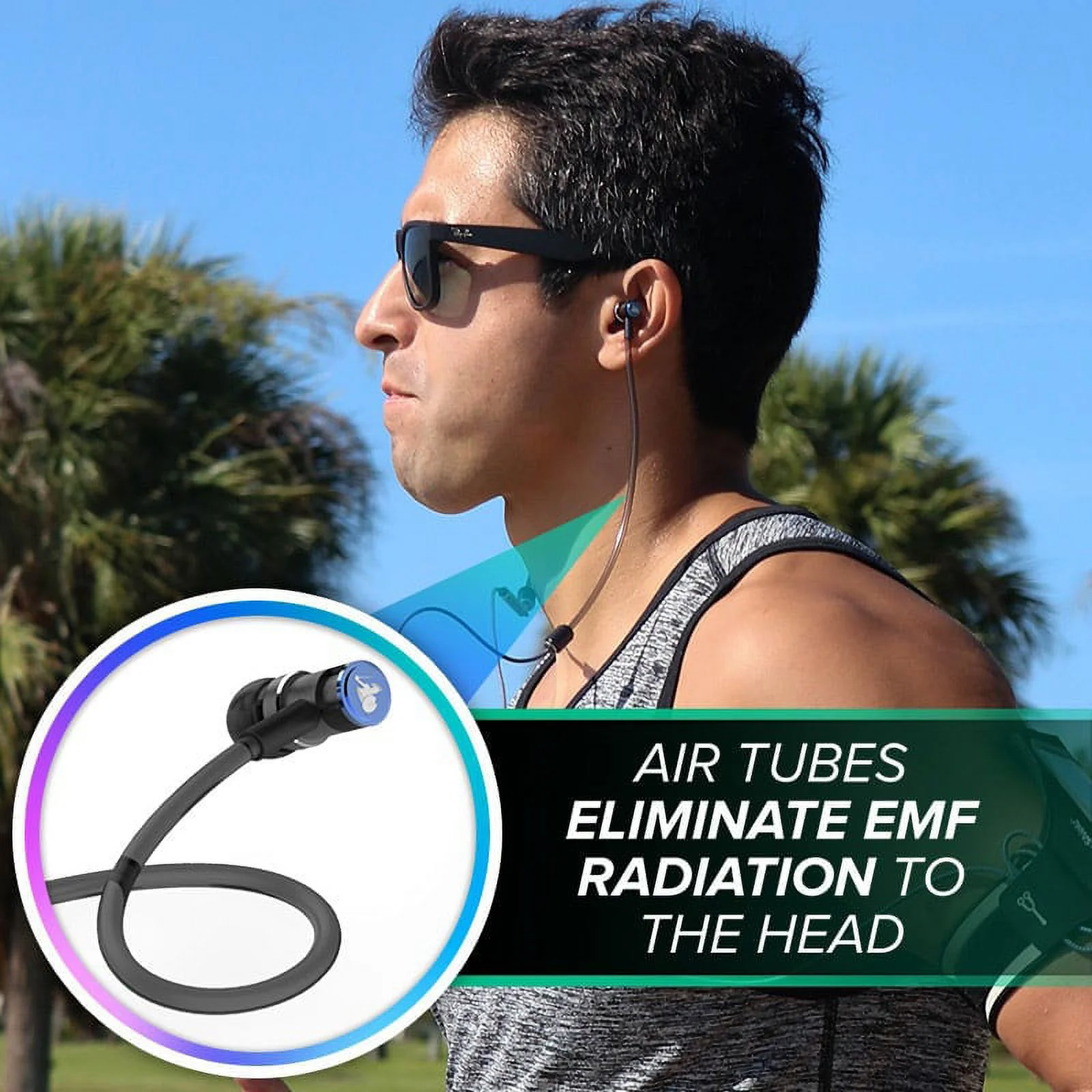 DefenderShield EMF Radiation-Free Air Tube Stereo Earbud Headphones