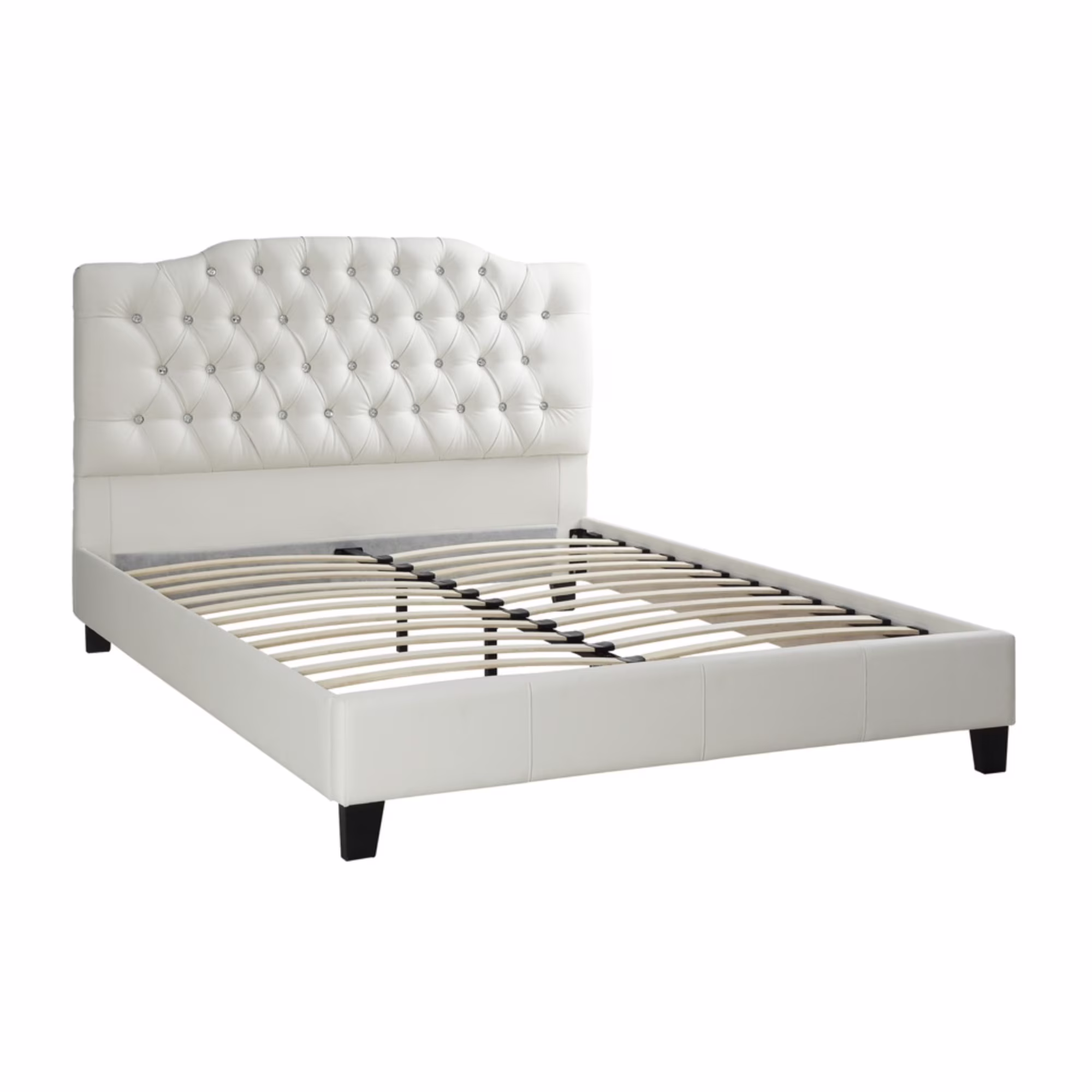 Grandiose Eastern King Size Bed With Large Tufted Headboard White