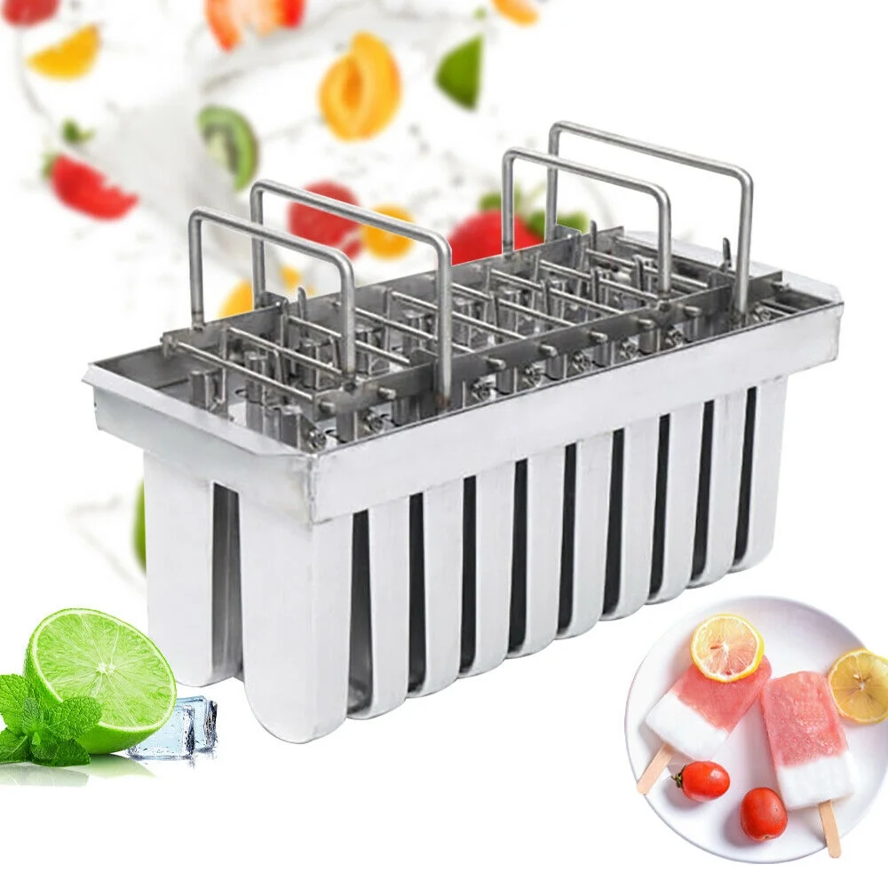 DENEST 20Pcs Ice Cream Mold Ice Popsicle Stick Holder Mold Stainless Steel