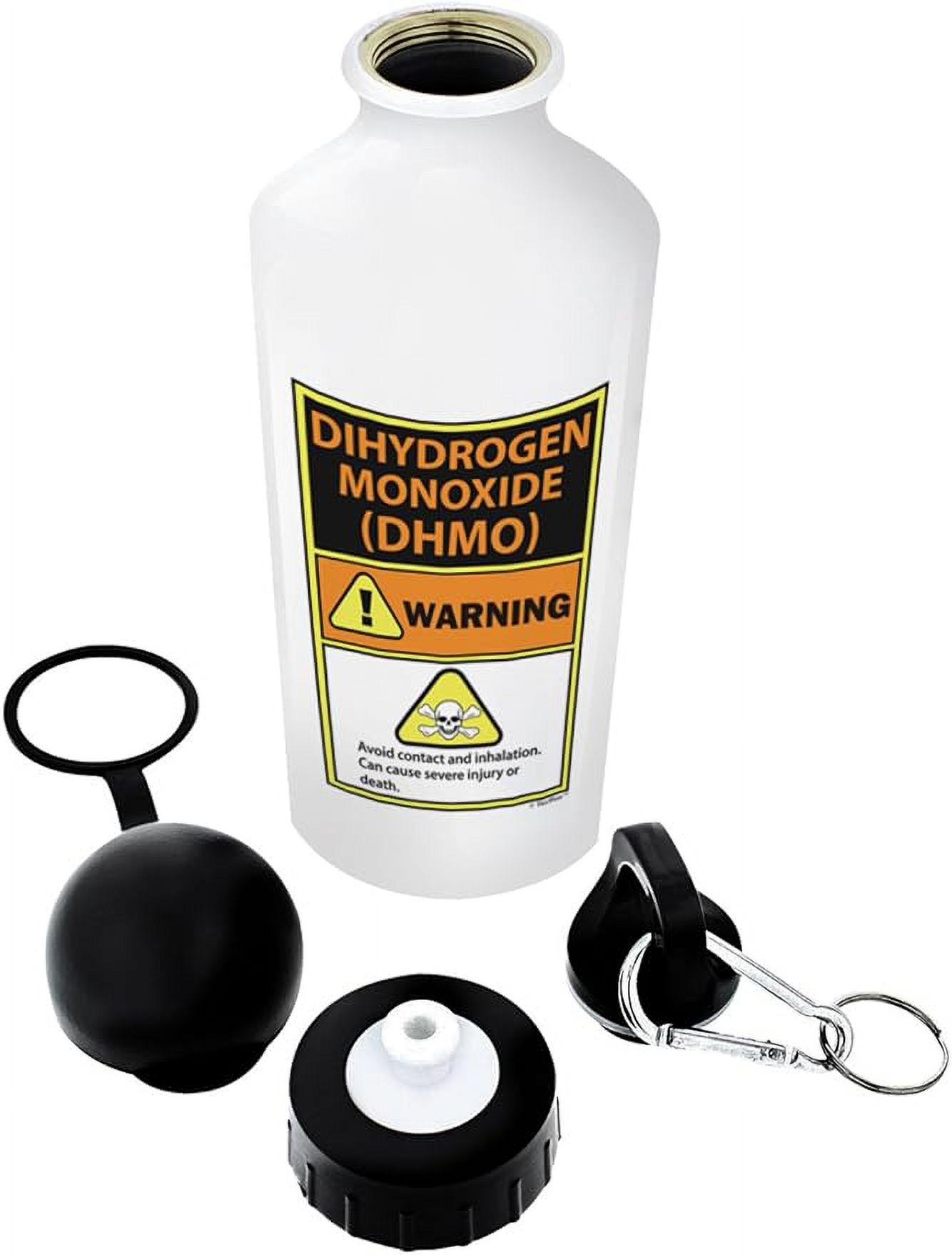 ThisWear Funny Science Gifts Dihydrogen Monoxide Warning Label H20 Pun Periodic Table Gifts for Science Nerds Gift Aluminum Water Bottle with Cap & Sport Top White