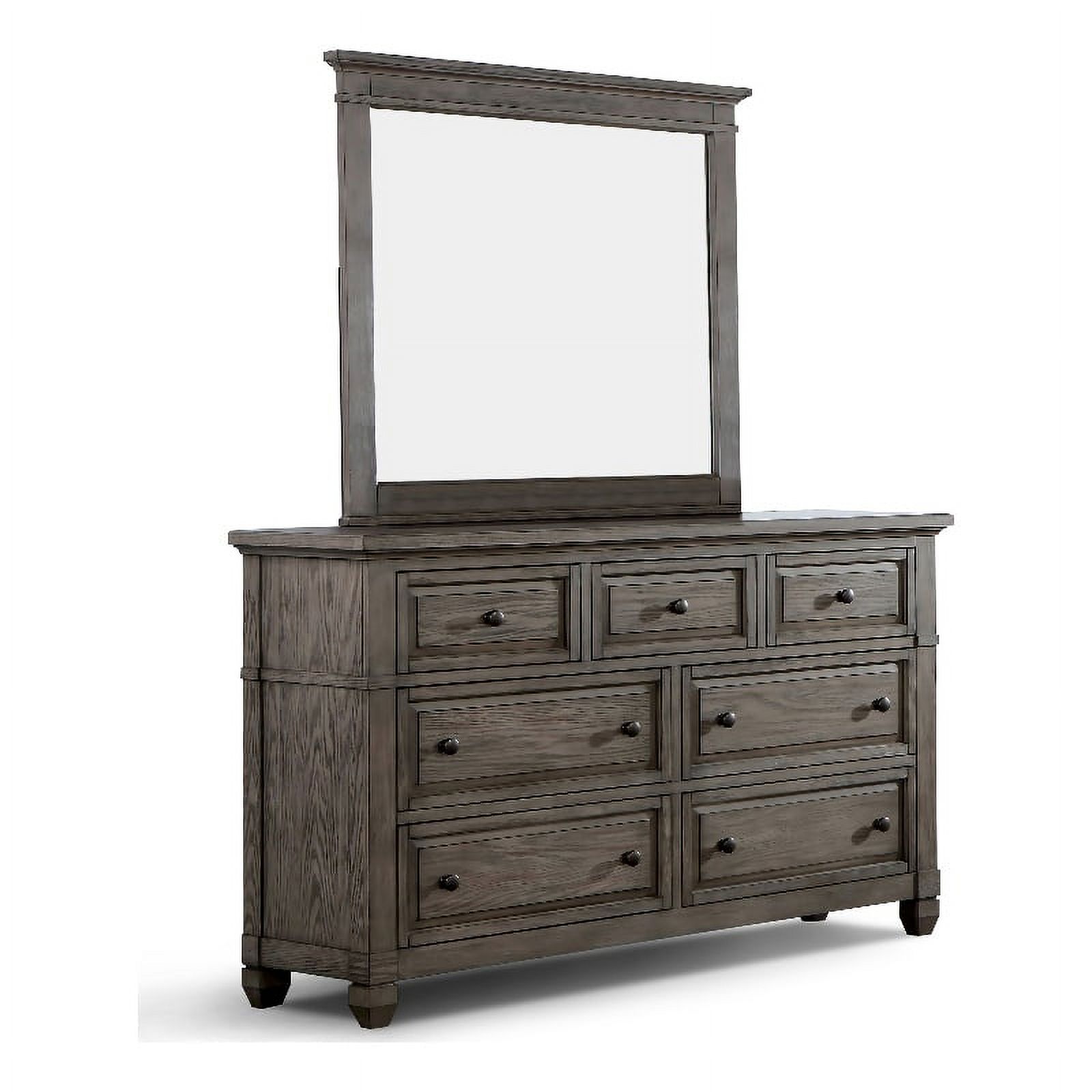 Furniture of America Aemen Wood 7-Drawer Dresser with Mirror in Gray