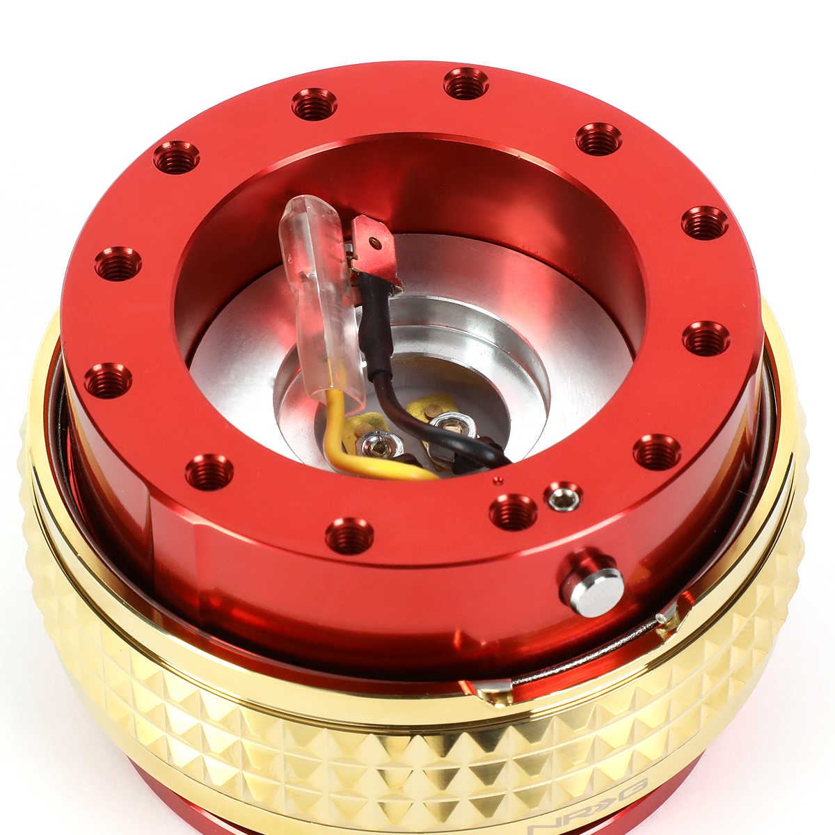 NRG Innovations NRG-SRK-210RD-CG NRG Innovations SRK-210RD-CG Steering Wheel Quick Release Adapter Gen 2.1 Red Body/Gold Pyramid Ring