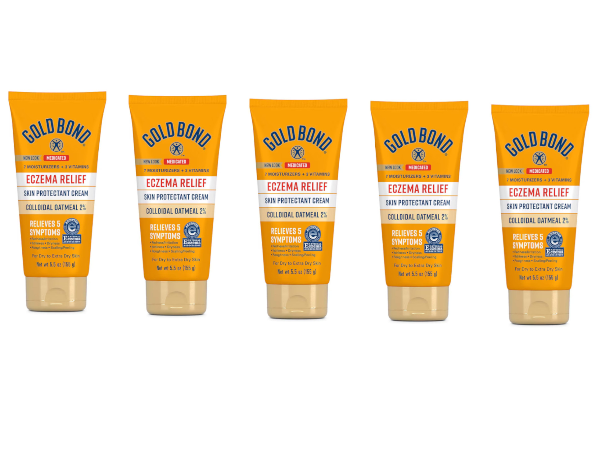 5 Pack Gold Bond Healing Medicated Eczema Relief Skin Protectant Cream 5.5 oz Ea