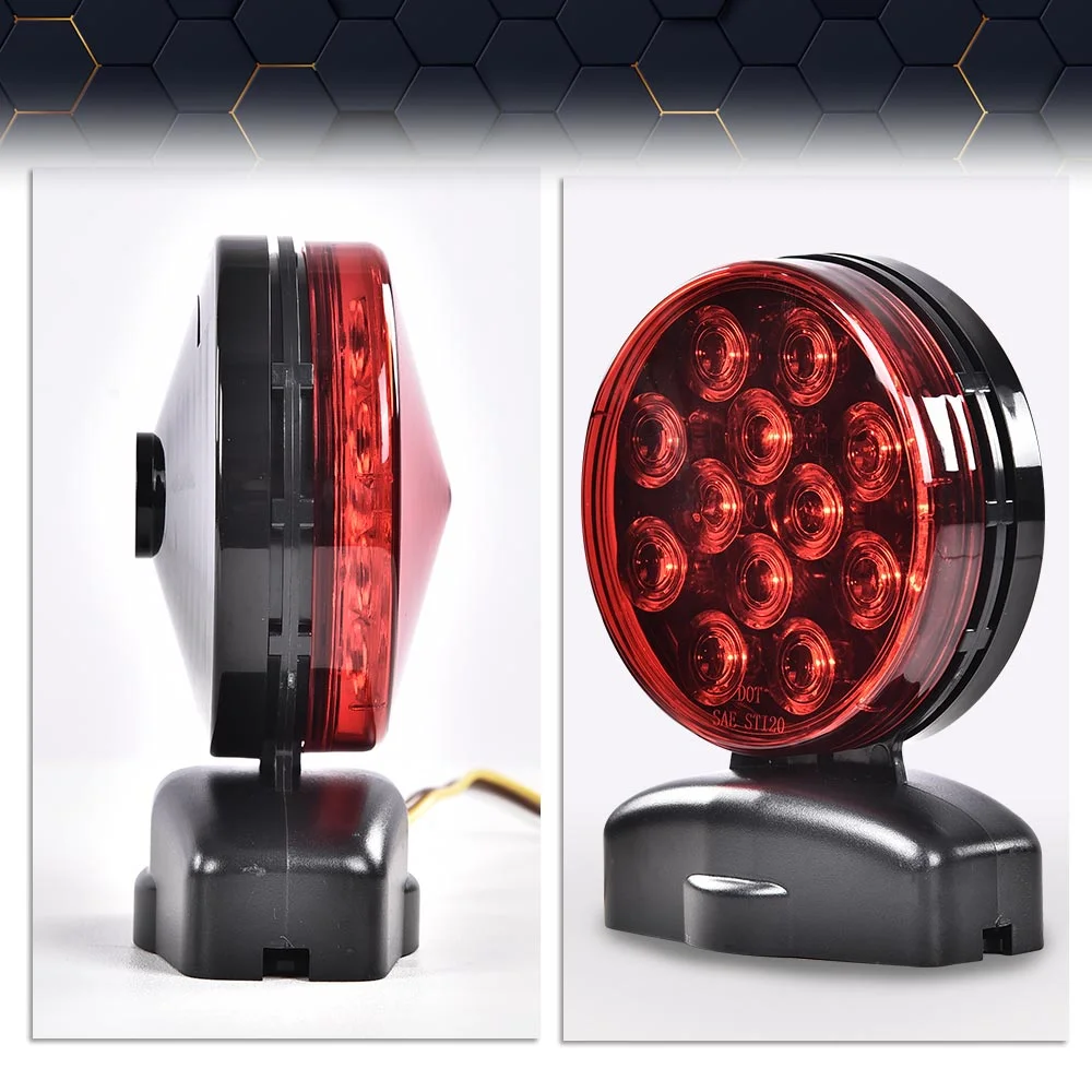 PIT66 1Pair Magnetic Towing Light Tow Trailer Lights Brake Tail Signal 12 Volt Kit Led