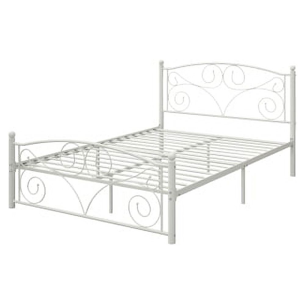 Full Size Unique Flower Sturdy System Metal Bed Frame with Headboard and Footboard - Modern Style Easy Assembly No Box Spring Needed