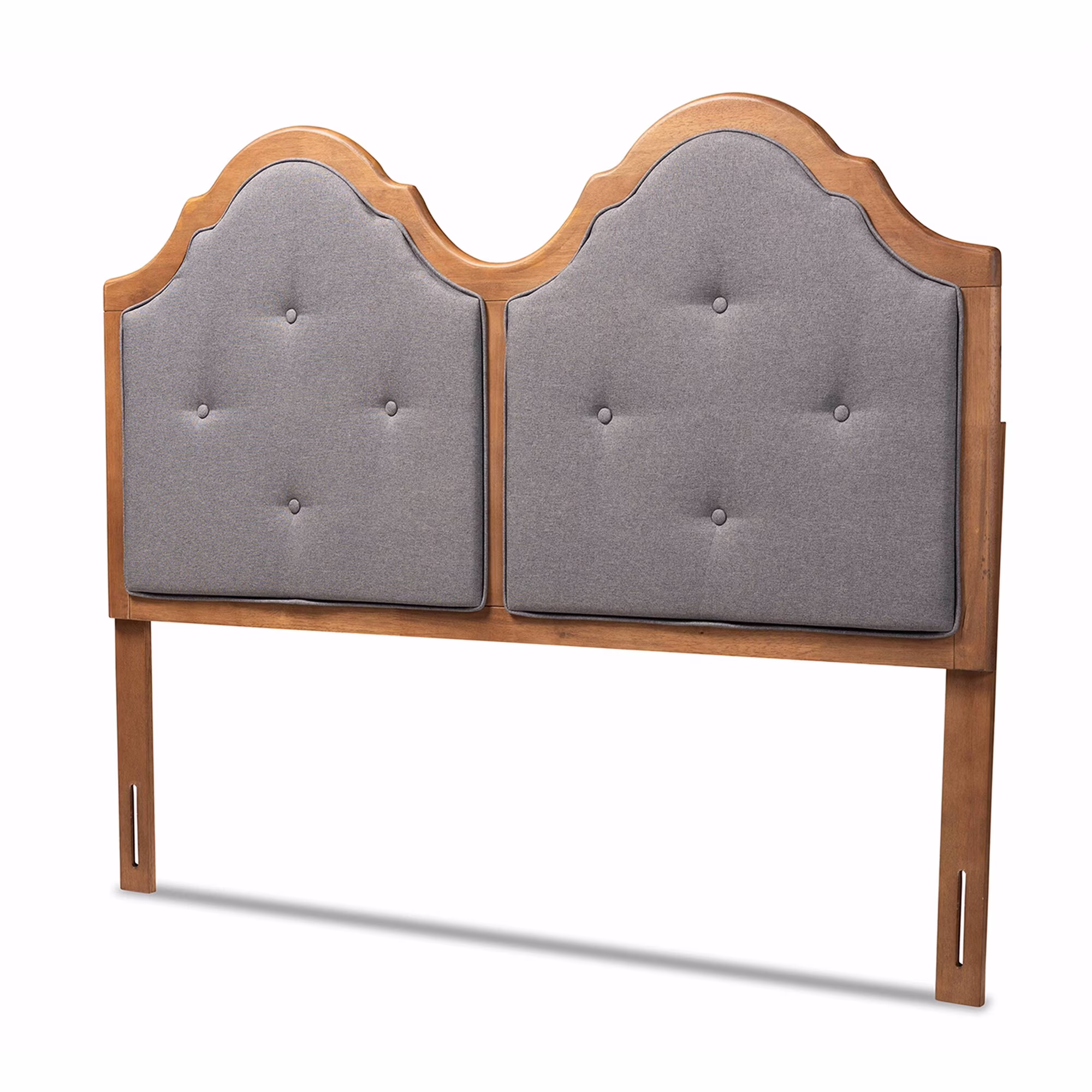 Baxton Studio Falk Vintage Classic Fabric and Wood Arched Headboard in Grey