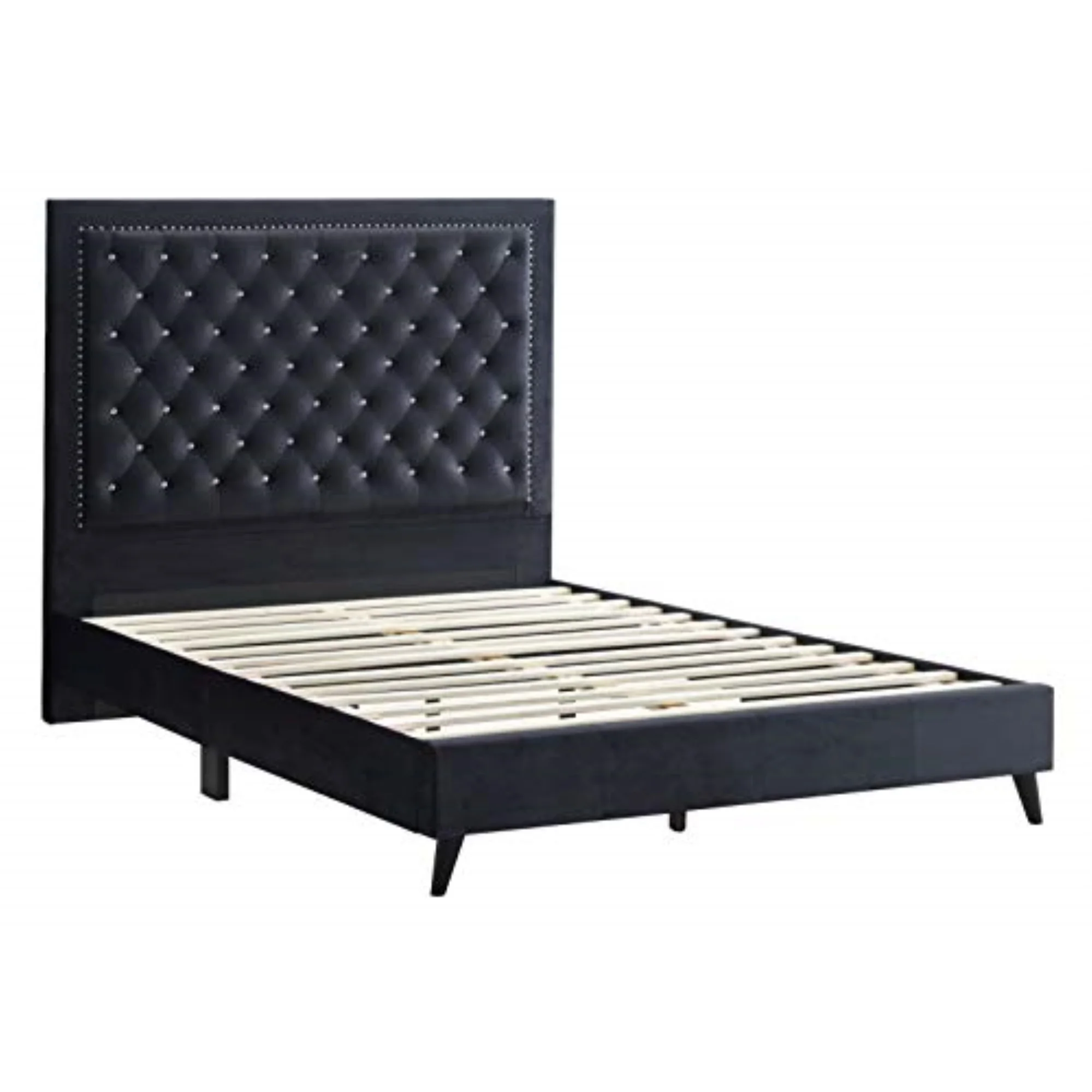 Glory Furniture Alba Velvet Upholstered Queen Bed in Black