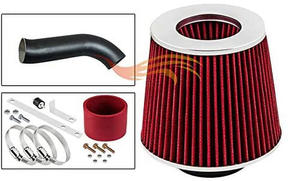 RW SERIES - MATTE BLACK PIPE RED - SHORT RAM INTAKE Compatible For 97-03 Dodge Durango/Dakota 3.2L & 3.9L & 5.2L & 5.9L