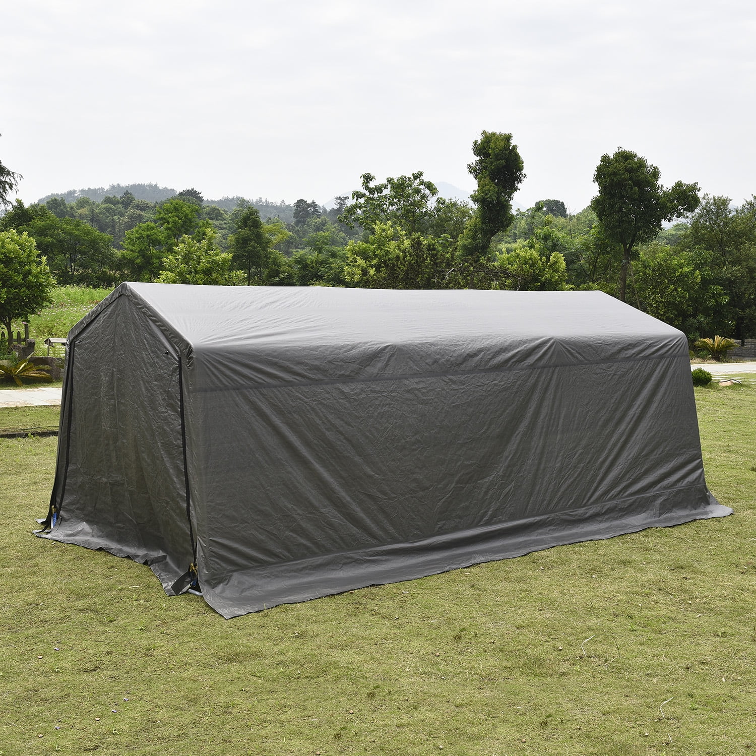 Outdoor 10x20x8 FT Carport Canopy Tent Garage Auto Storage Shed Steel Outdoor Awning Grey