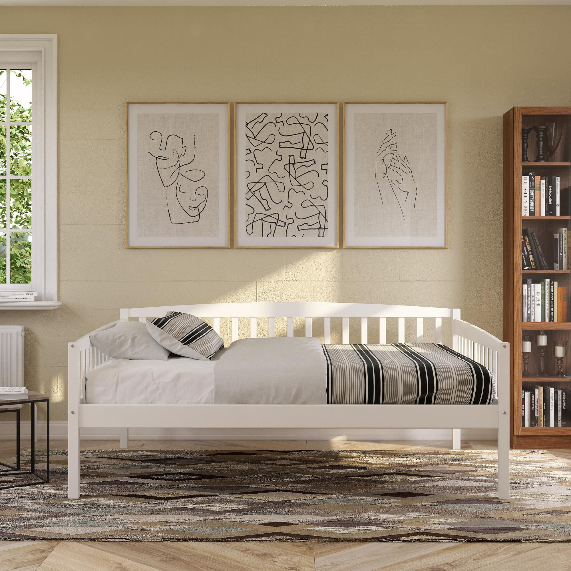 DHP Lydia Daybed, Full Size Wood Frame, White